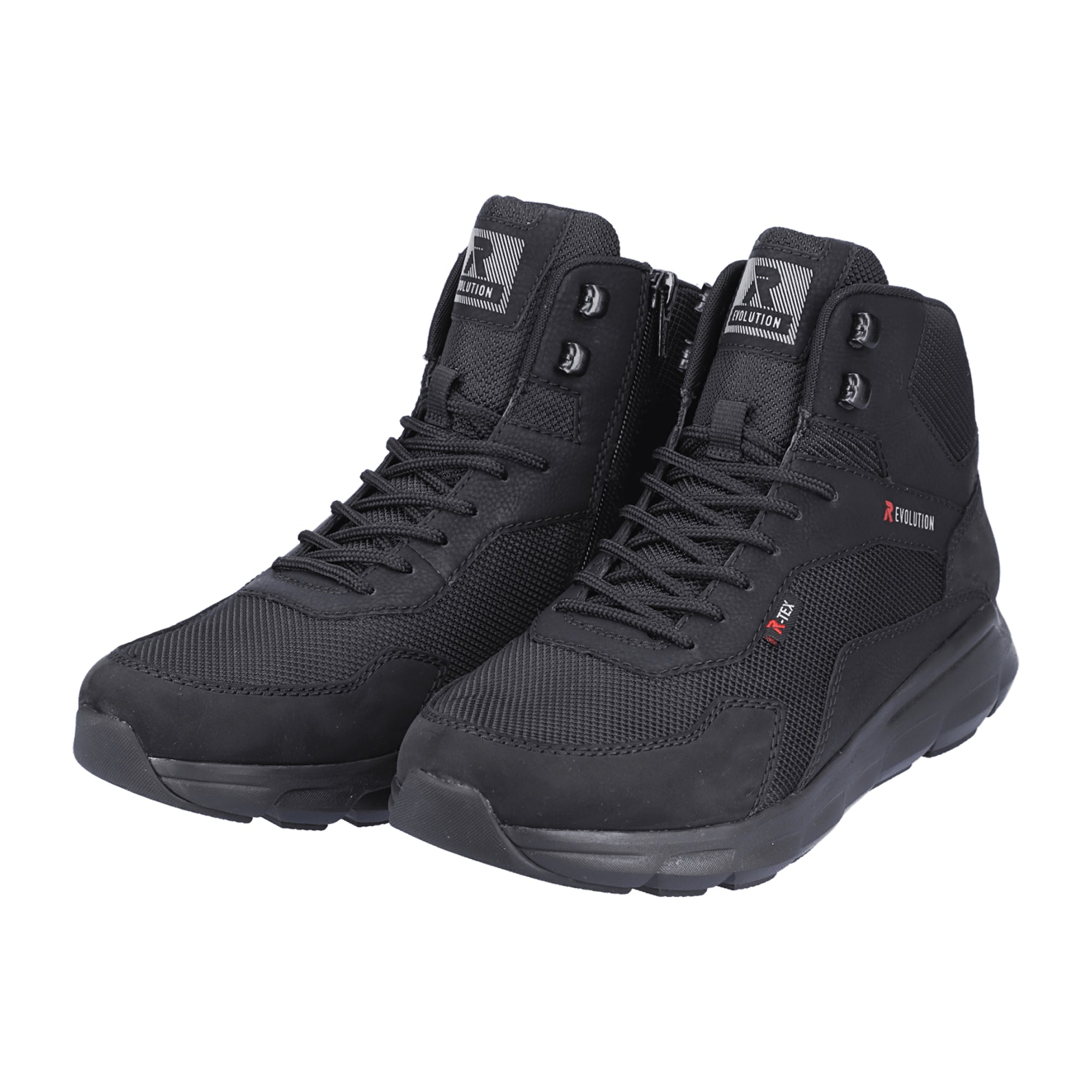 Rieker Evolution Men's Black Boots with Zipper and Laces for Comfort and Style