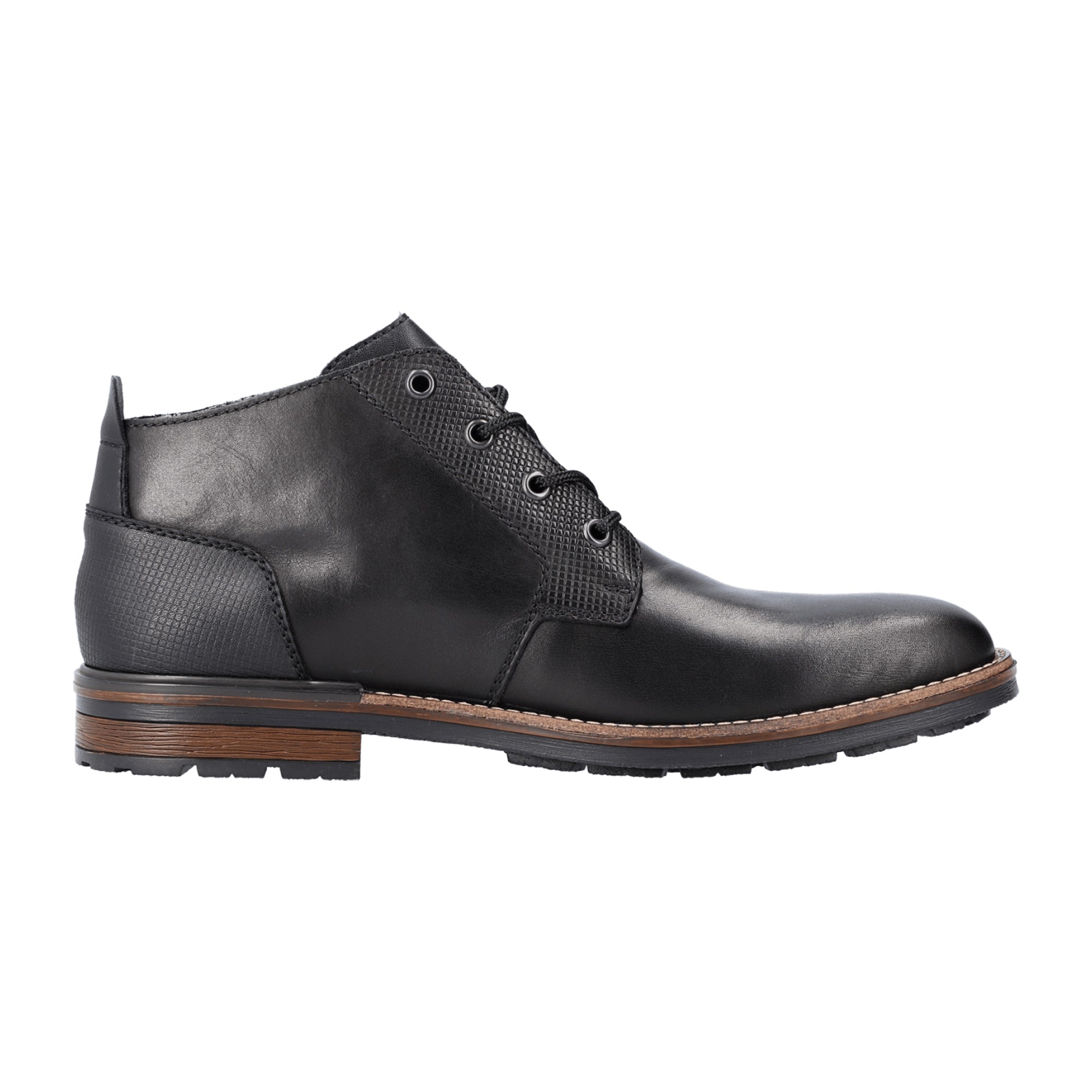 Rieker Men's Black Leather Lace-Up Boots Comfortable Casual Fashion Footwear