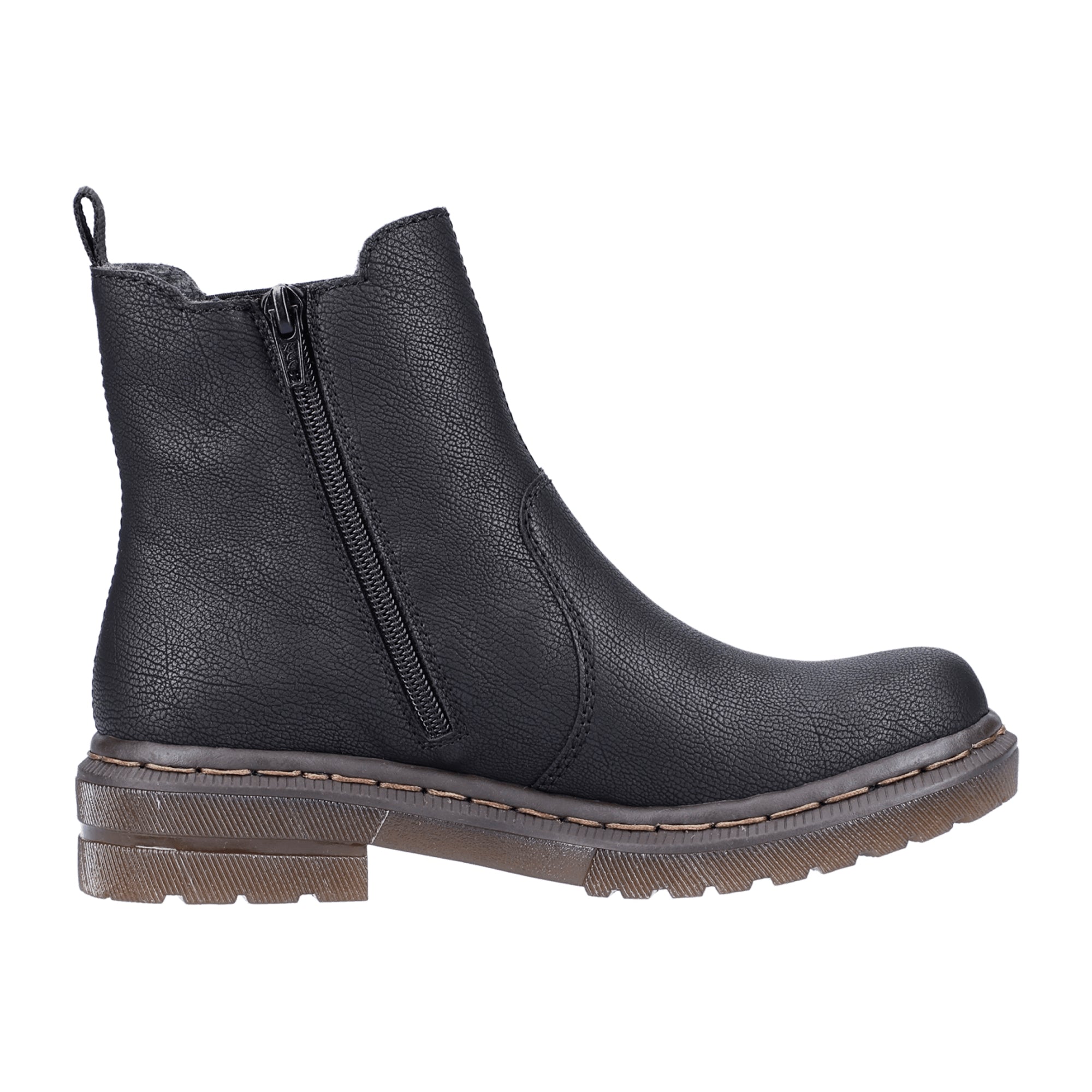 Rieker Women's Black Chelsea Boots with Zipper and Warm Lining for Winter
