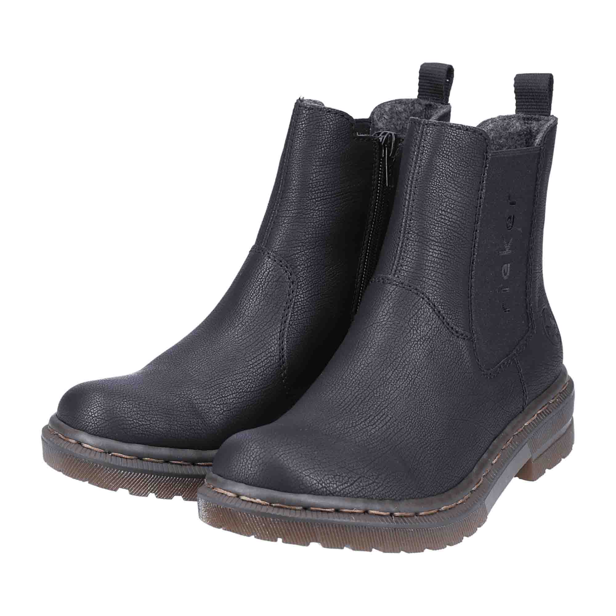 Rieker Women's Black Chelsea Boots with Zipper and Warm Lining for Winter - Bartel-Shop