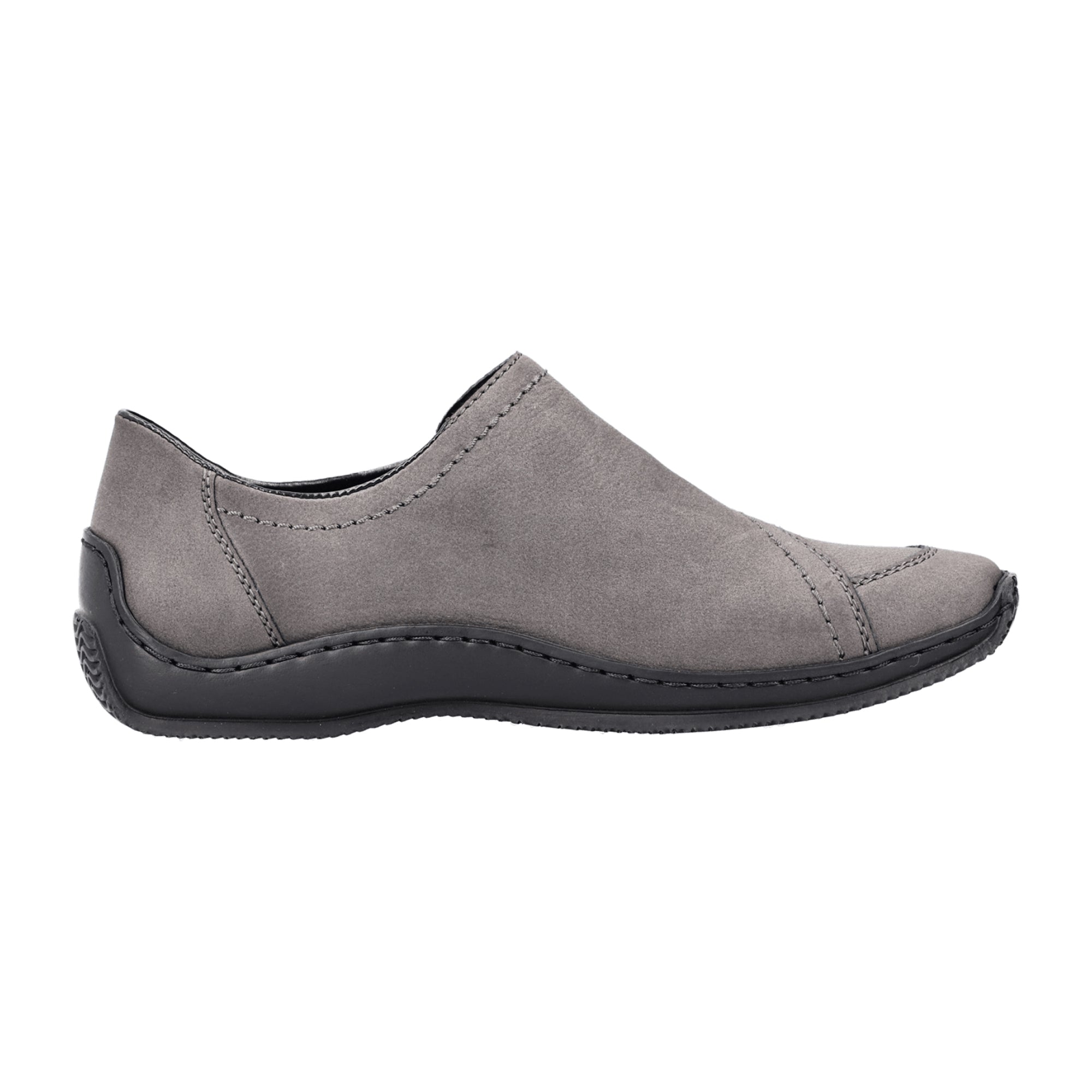 Rieker L1791-45 Comfortable Women's Slip-On Shoes Gray Casual Walking Flats