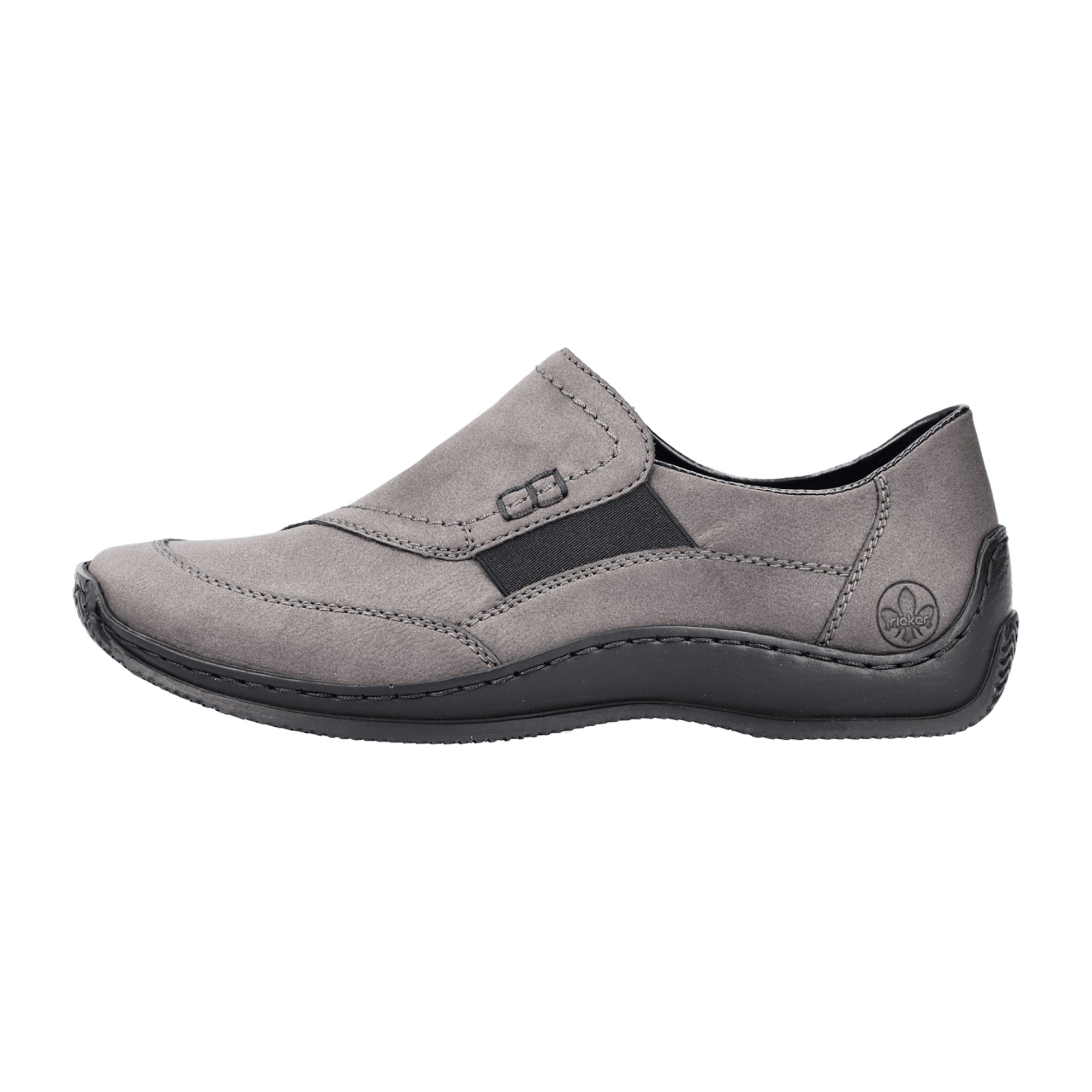 Rieker L1791-45 Comfortable Women's Slip-On Shoes Gray Casual Walking Flats