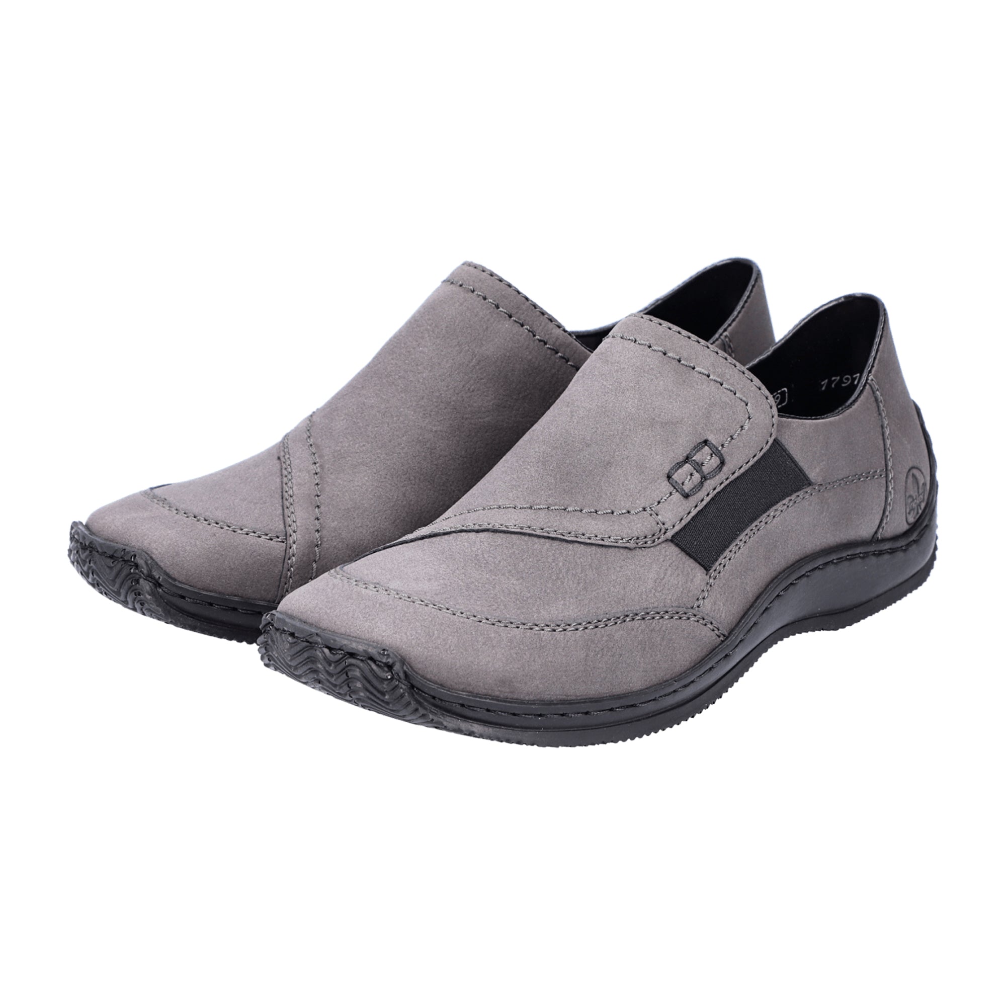 Rieker L1791-45 Comfortable Women's Slip-On Shoes Gray Casual Walking Flats