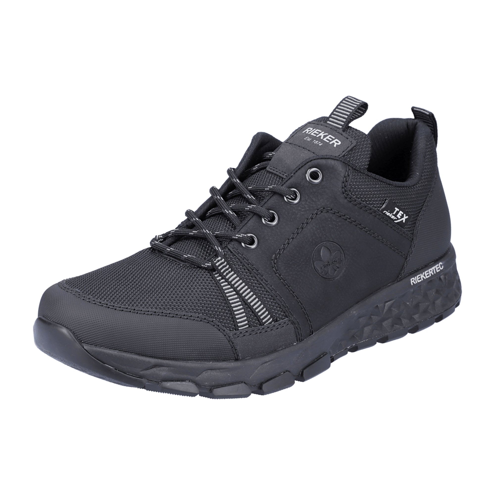 Rieker Men's Black Casual Shoes Water-resistant Synthetic Lace-up Flexible Sole