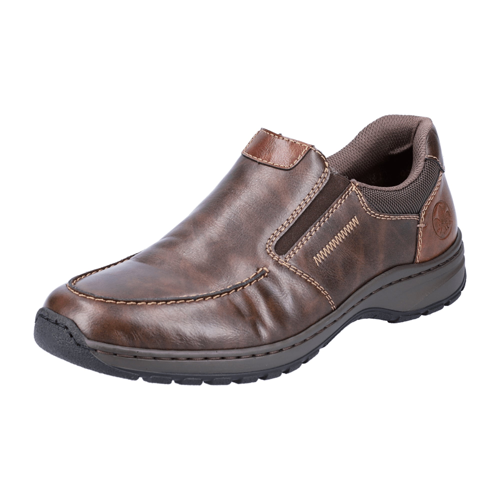 Rieker Comfortable Brown Slip-On Shoes for Men Synthetic Upper Rubber Sole