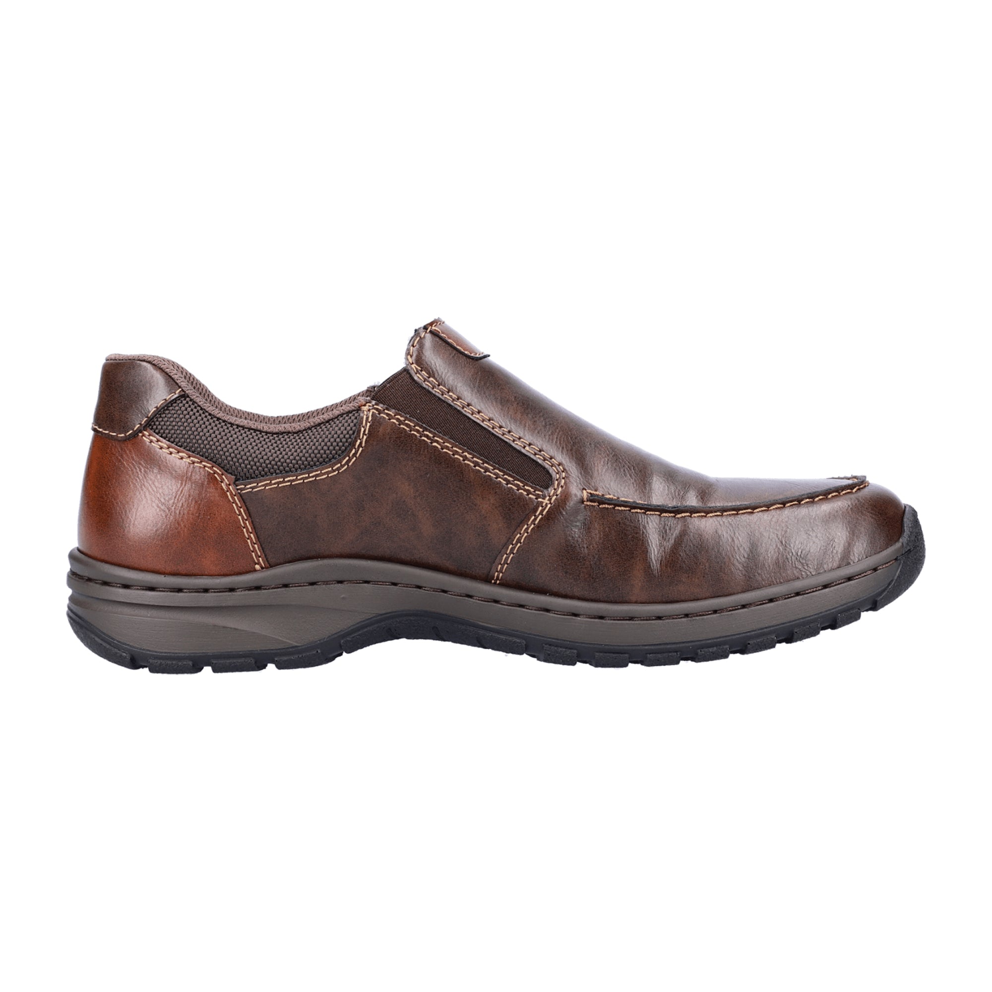 Rieker Comfortable Brown Slip-On Shoes for Men Synthetic Upper Rubber Sole