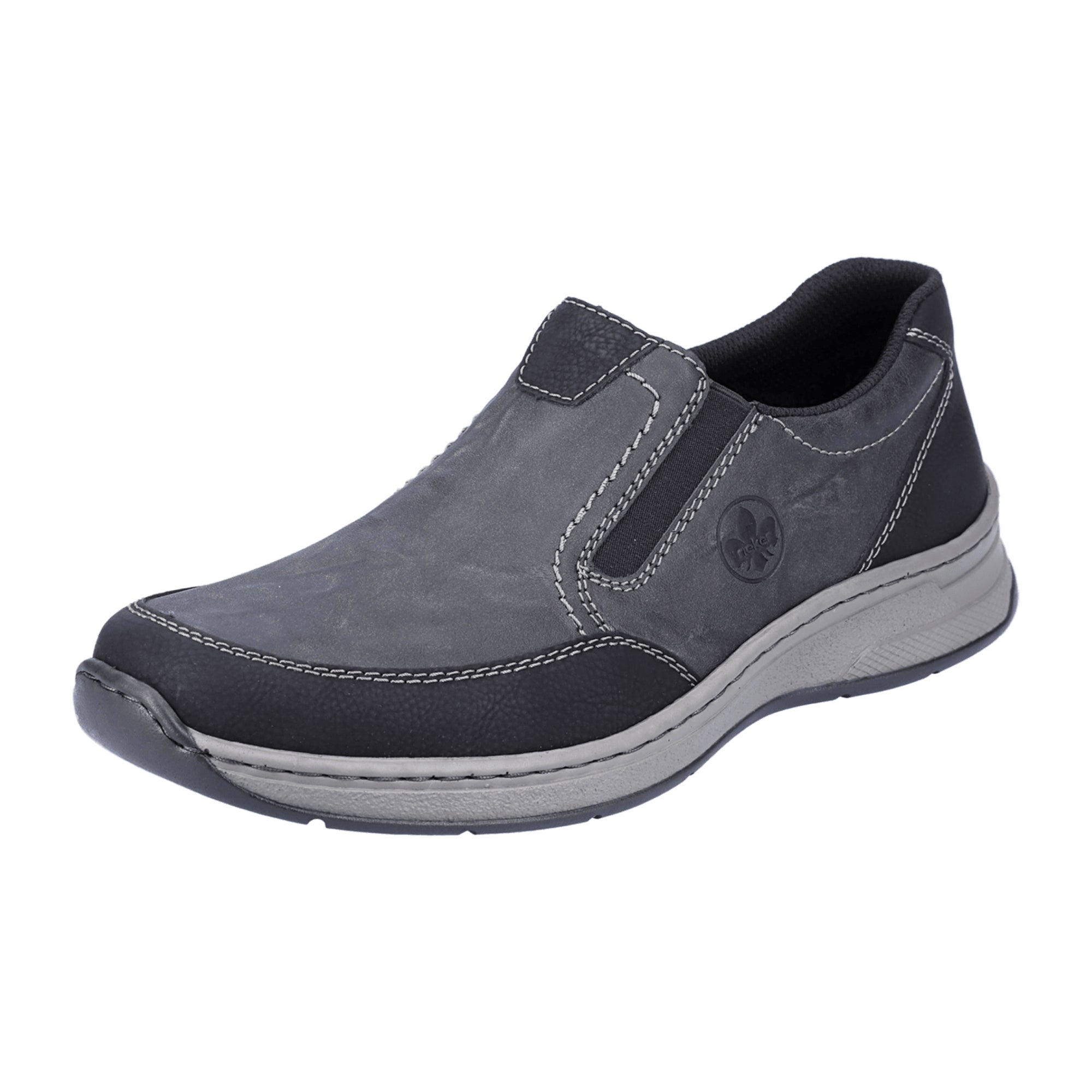 Rieker Gray Slip-On Shoes with Velcro Closure Comfortable Wide Fit Men's Footwear