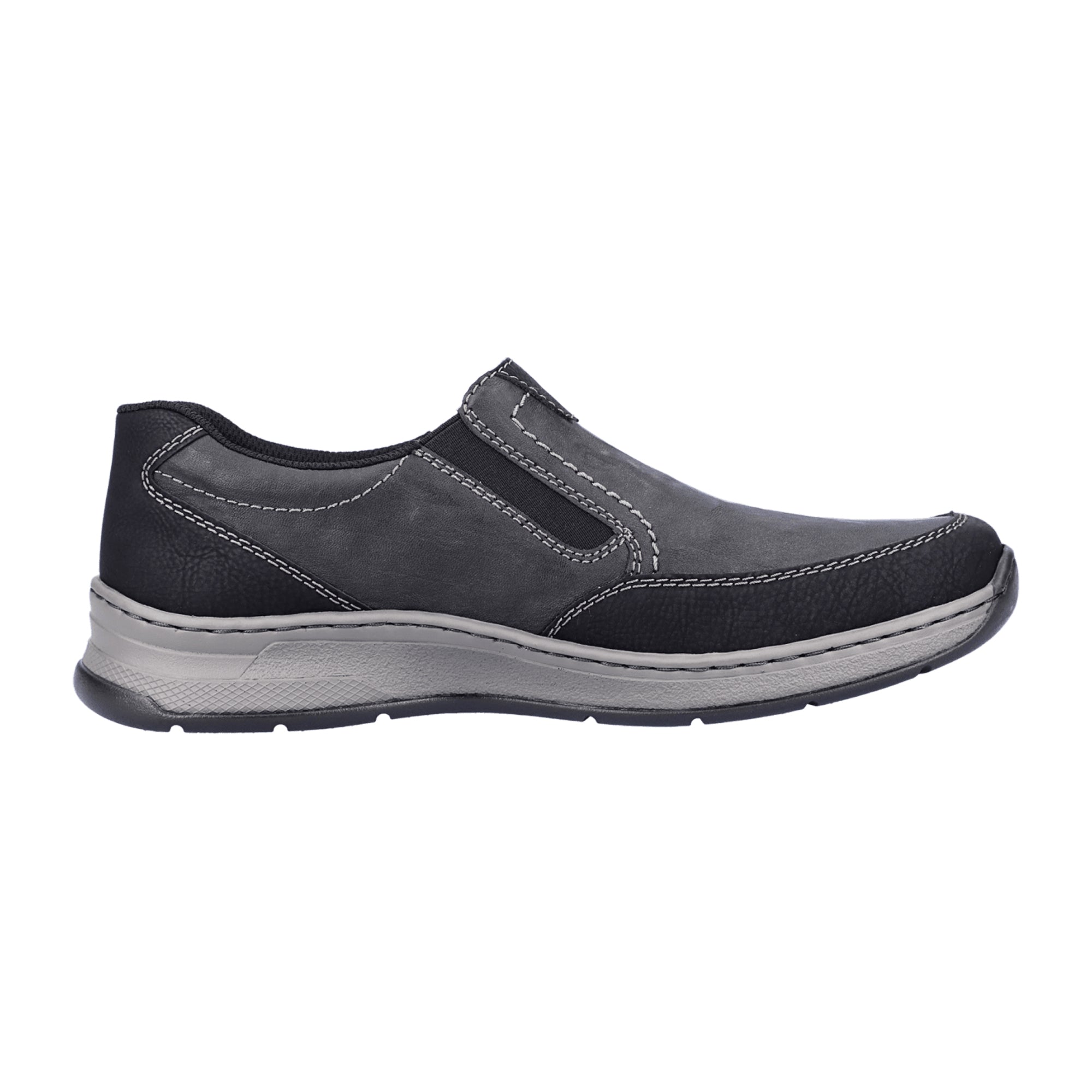 Rieker Gray Slip-On Shoes with Velcro Closure Comfortable Wide Fit Men's Footwear
