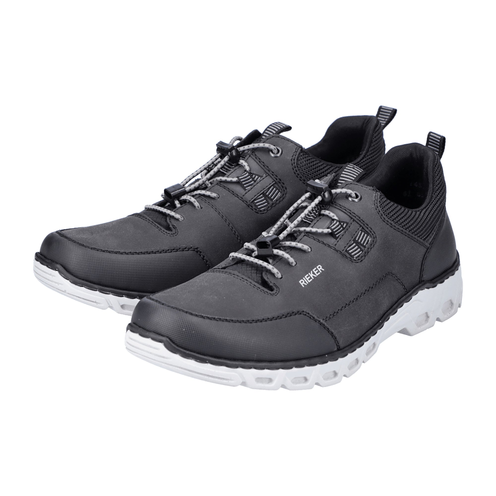 Rieker Comfortable Men's Black Slip-On Shoes with Removable Insole and Shock Absorption