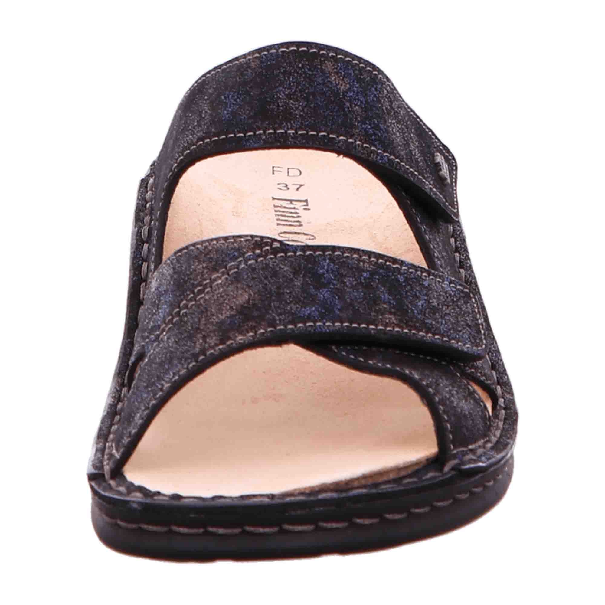 Finn Comfort Melrose Multi-Color Slide Sandals for Women - Blue Leather, Adjustable Straps, Comfortable Summer Footwear