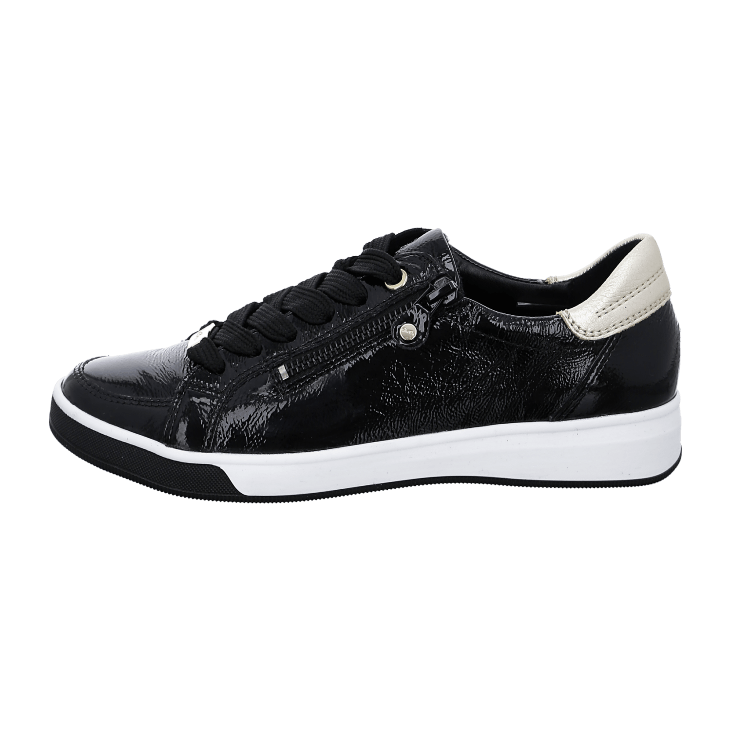 ARA ROM Women's Leather Sneakers with Lace-Up Closure in Black