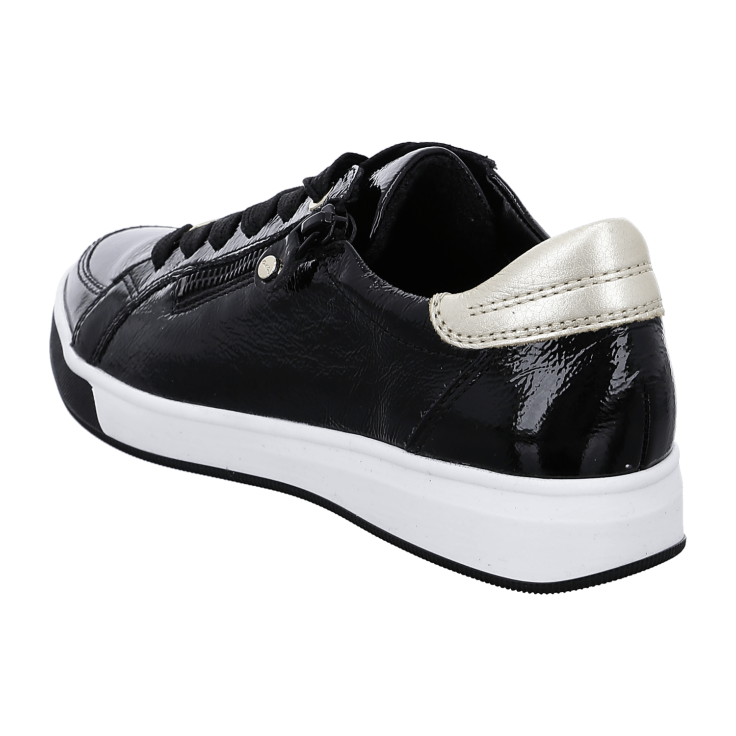 ARA ROM Women's Leather Sneakers with Lace-Up Closure in Black
