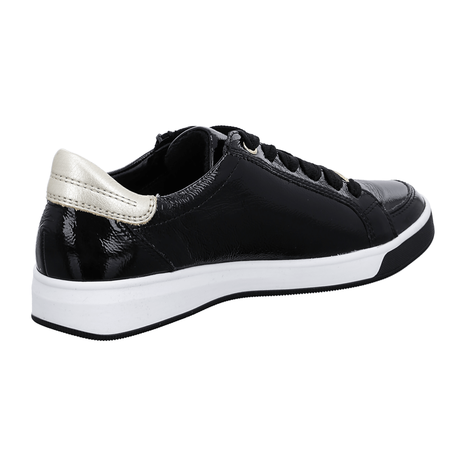 ARA ROM Women's Leather Sneakers with Lace-Up Closure in Black