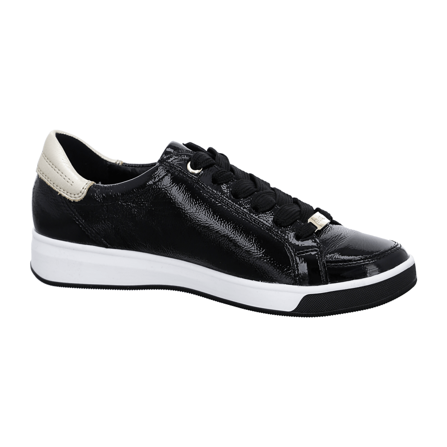 ARA ROM Women's Leather Sneakers with Lace-Up Closure in Black