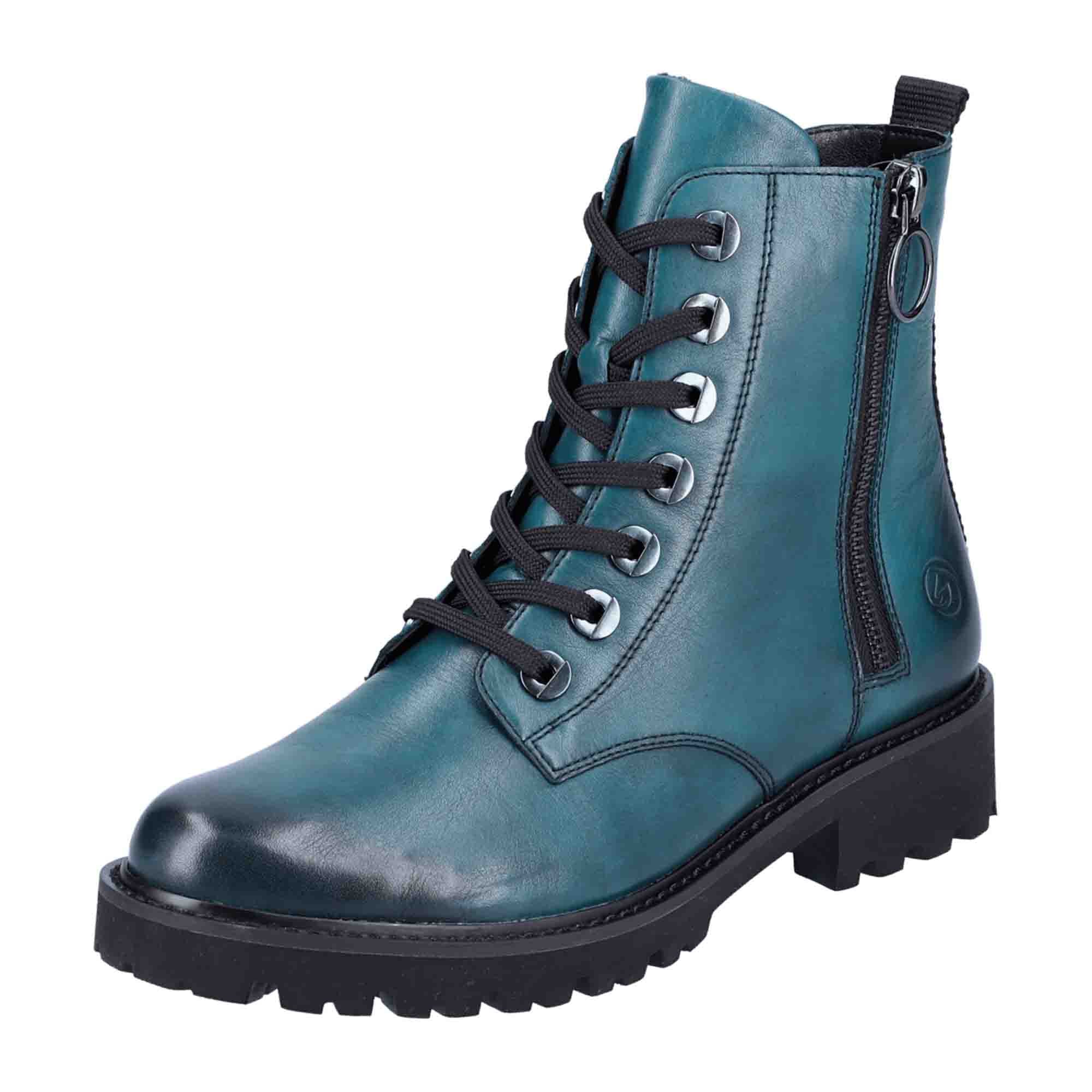 Remonte D867112 Blue Women's Biker Boots with Side Zipper and EVA Sole