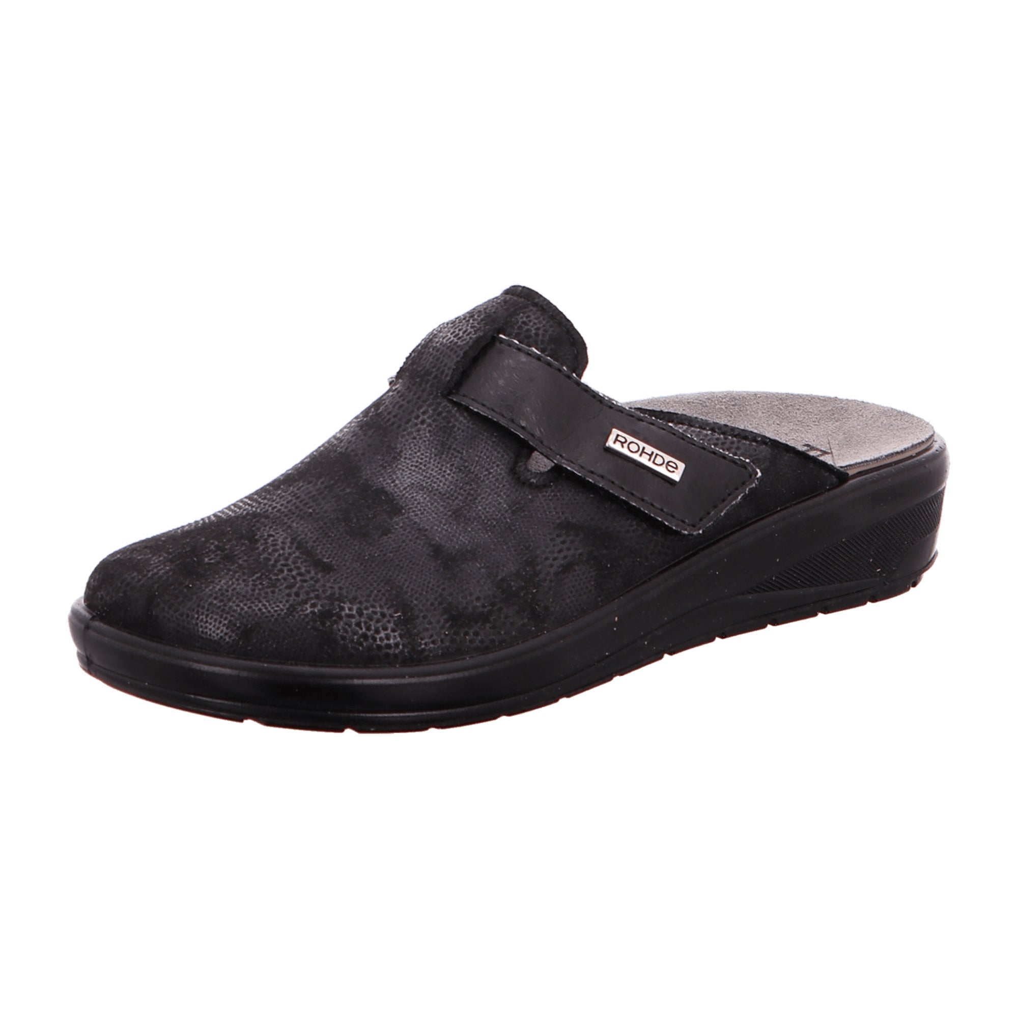 Rohde Catania Women's Black Leather Shoes with Removable Insole and Velcro Closure