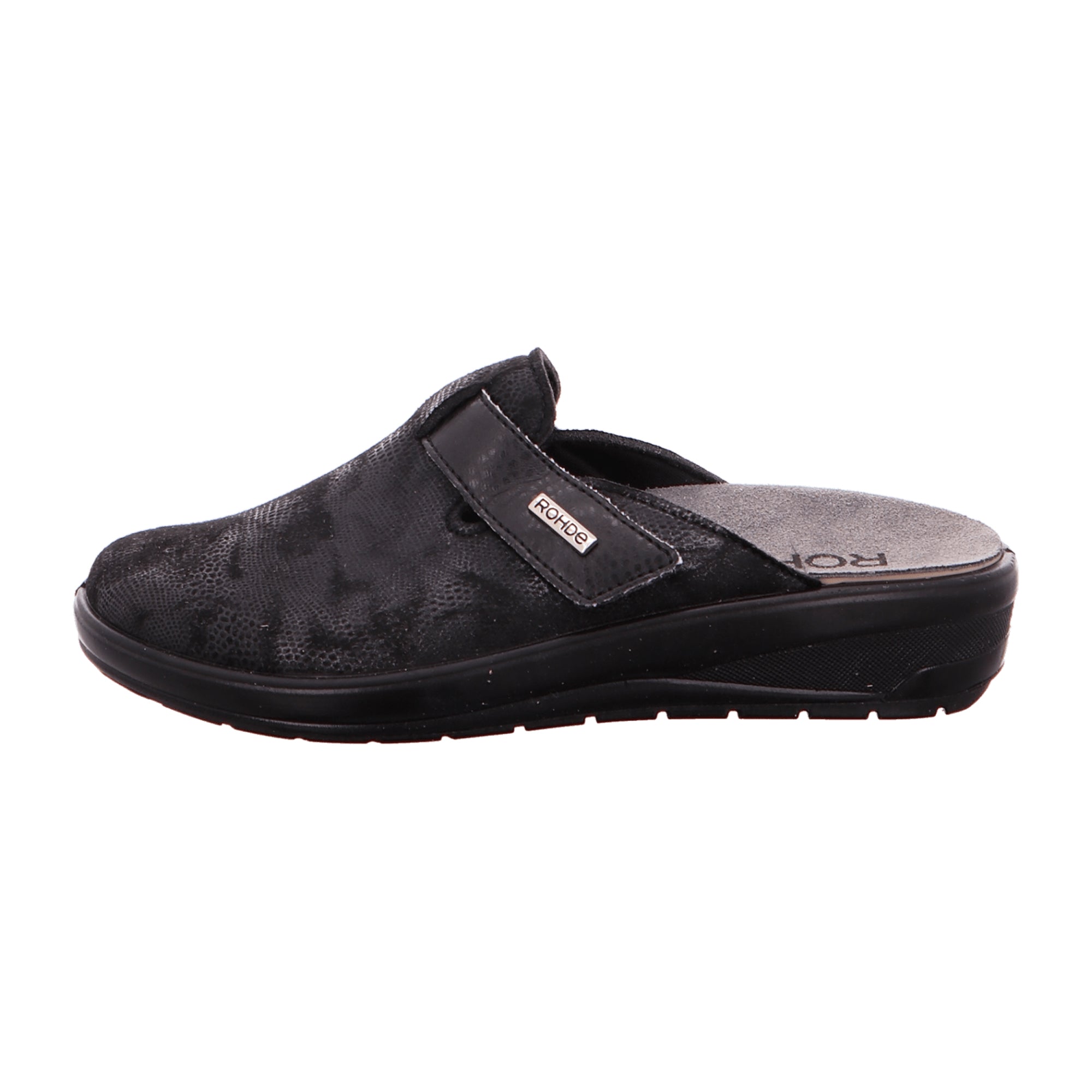 Rohde Catania Women's Black Leather Shoes with Removable Insole and Velcro Closure