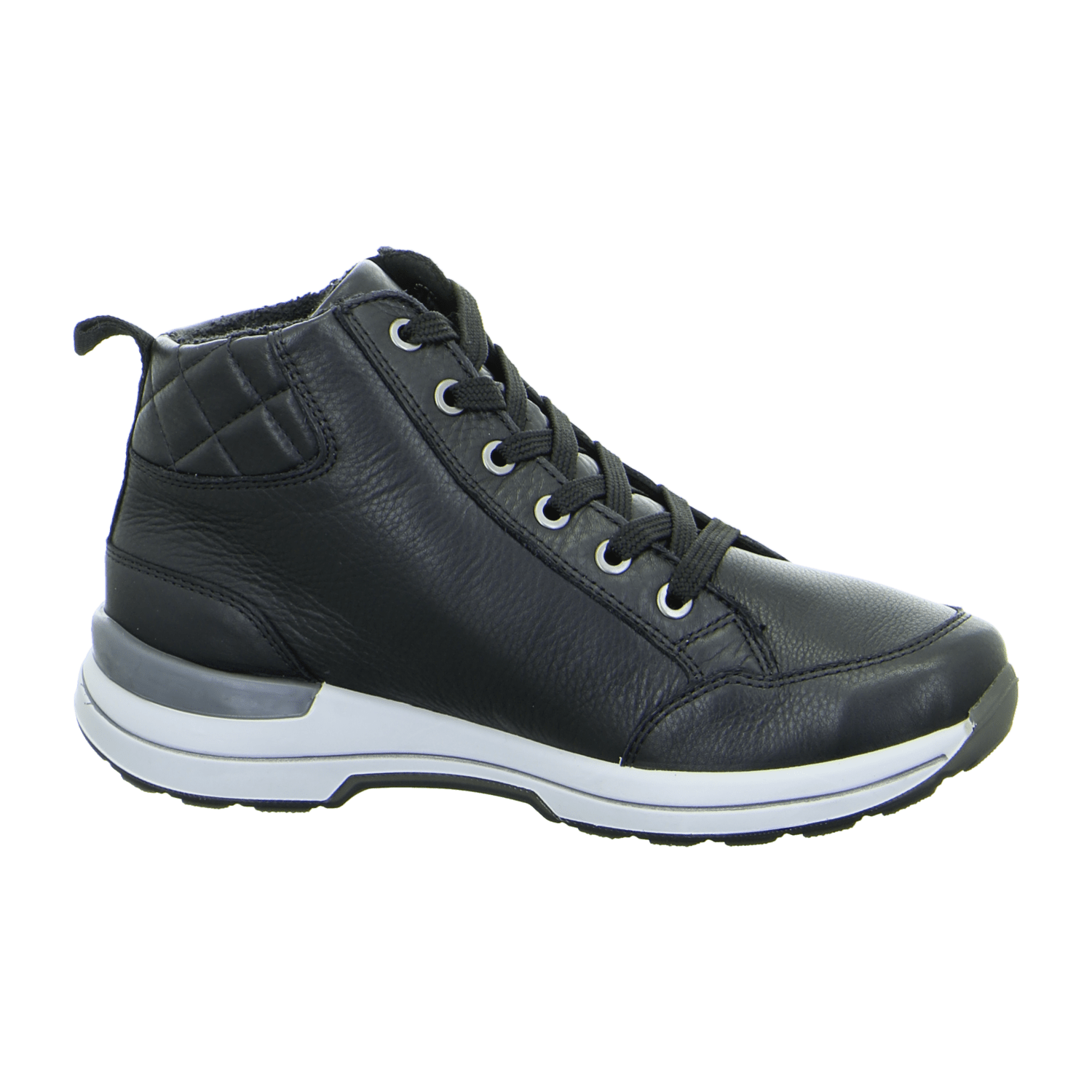 ARA NARA Women's Ankle Boot in Black Smooth Leather with Zip Modern Style Rubber Sole