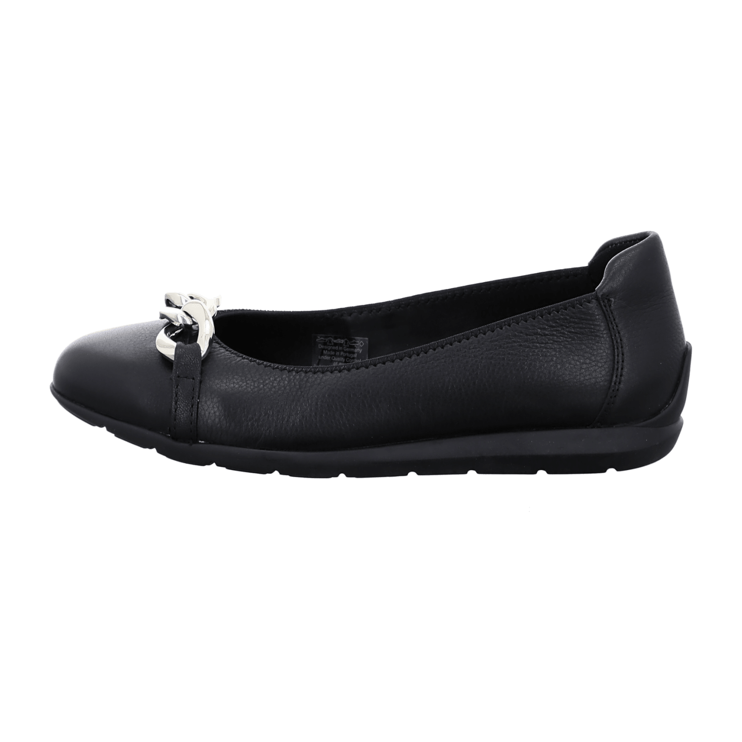 ARA SARDINIA SA Women's Leather Slip-On Loafers in Black with Round Toe and Rubber Sole