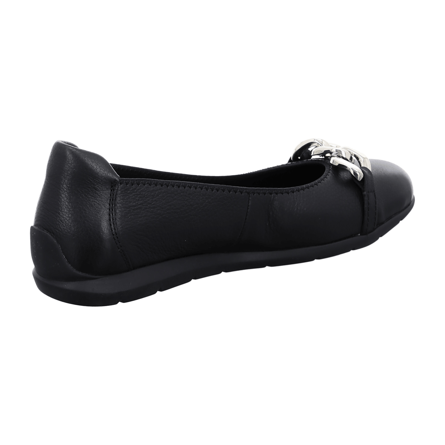 ARA SARDINIA SA Women's Leather Slip-On Loafers in Black with Round Toe and Rubber Sole