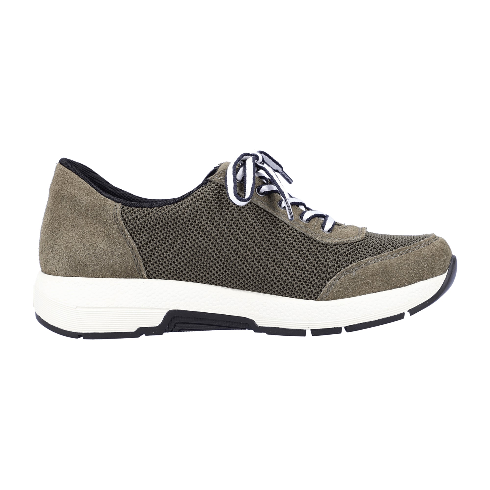Rieker Women's Green Comfort Sneakers with Zip and Lace Closure, Wide Fit