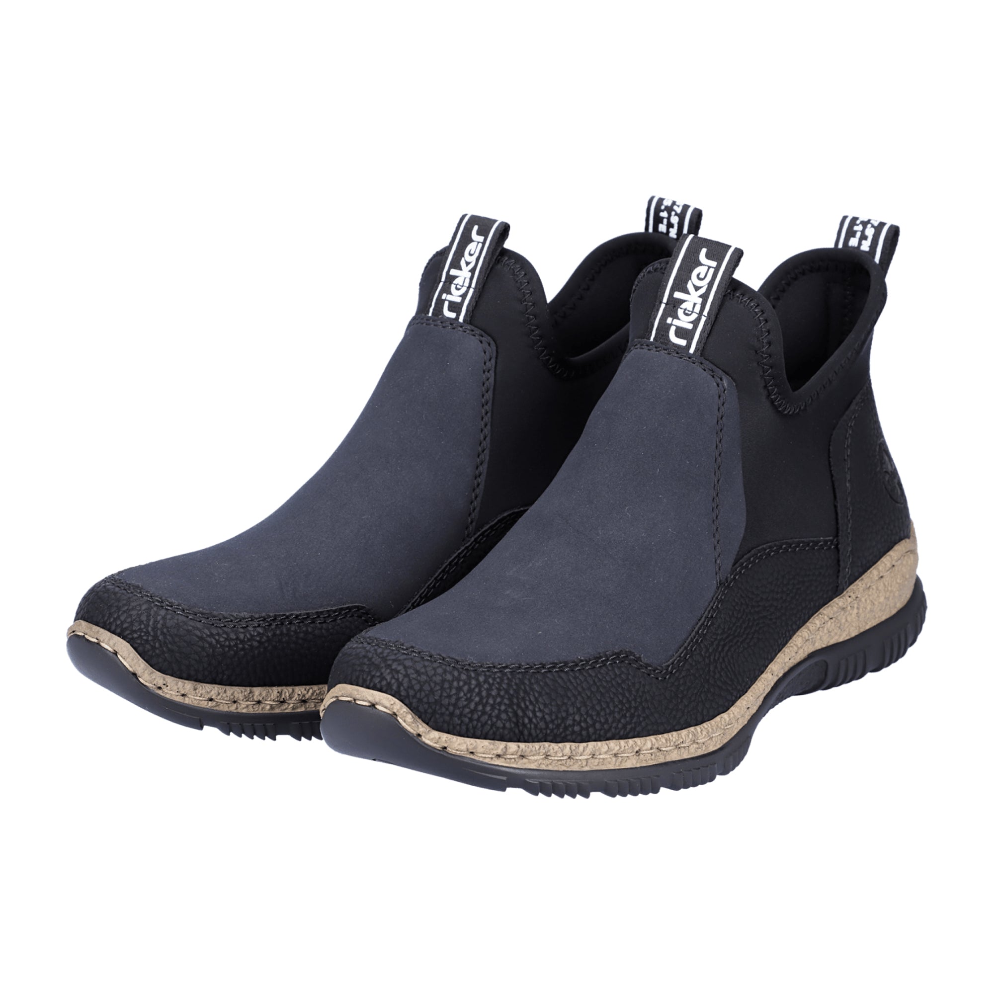 Rieker Women's Black Ankle Boots with Zipper and Warm Lining
