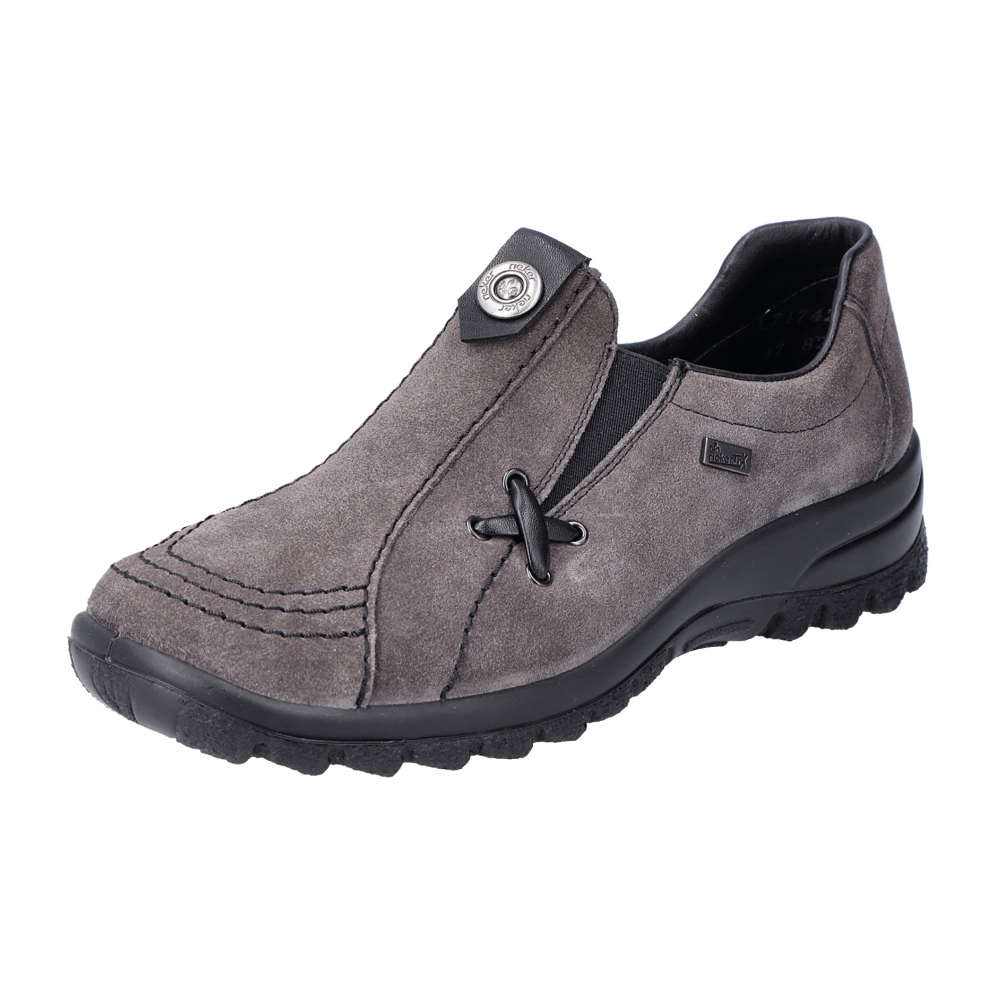 Rieker Women's Grey Slip-On Shoes, Comfortable, Stylish, Water-Resistant - Bartel-Shop