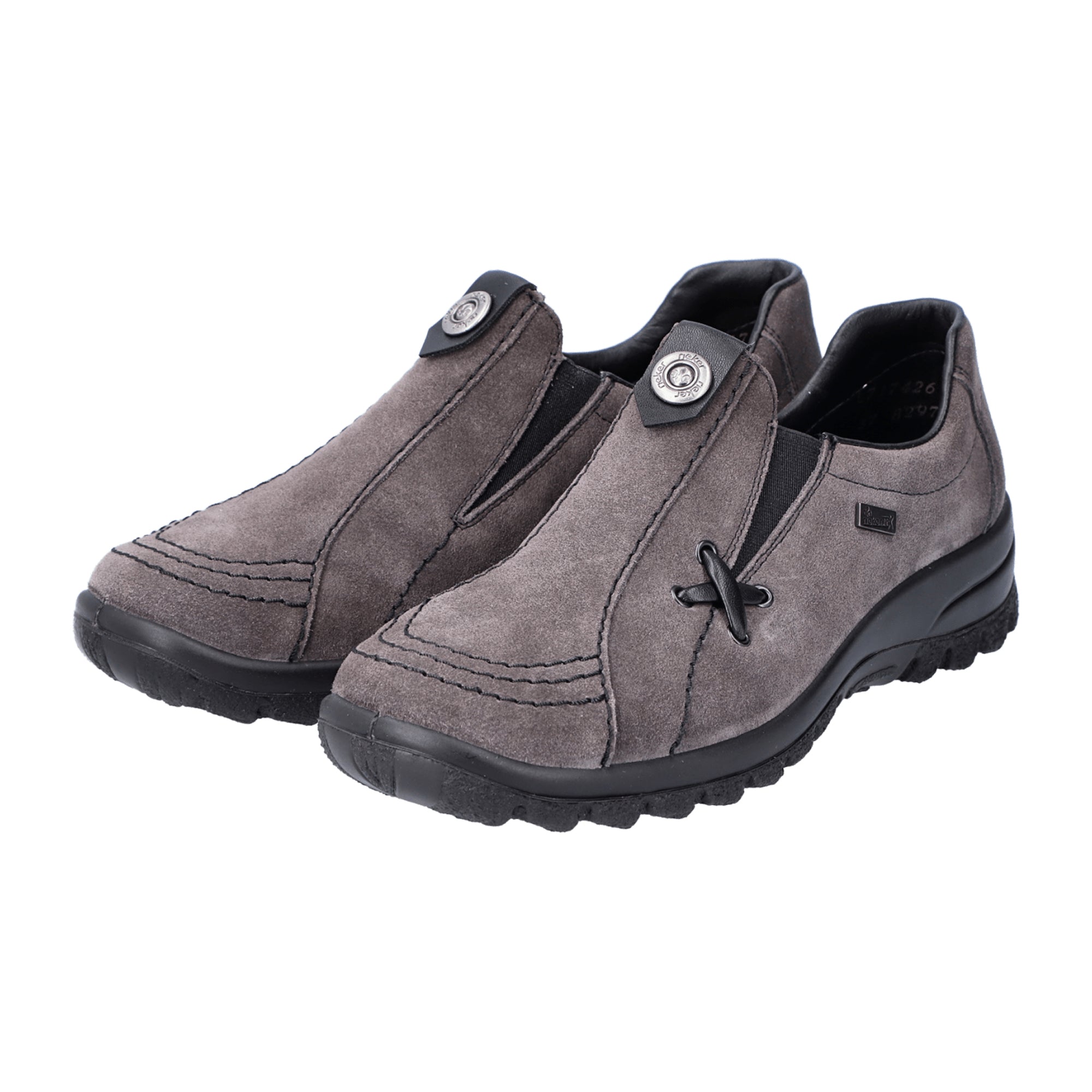 Rieker Women's Grey Slip-On Shoes, Comfortable, Stylish, Water-Resistant - Bartel-Shop