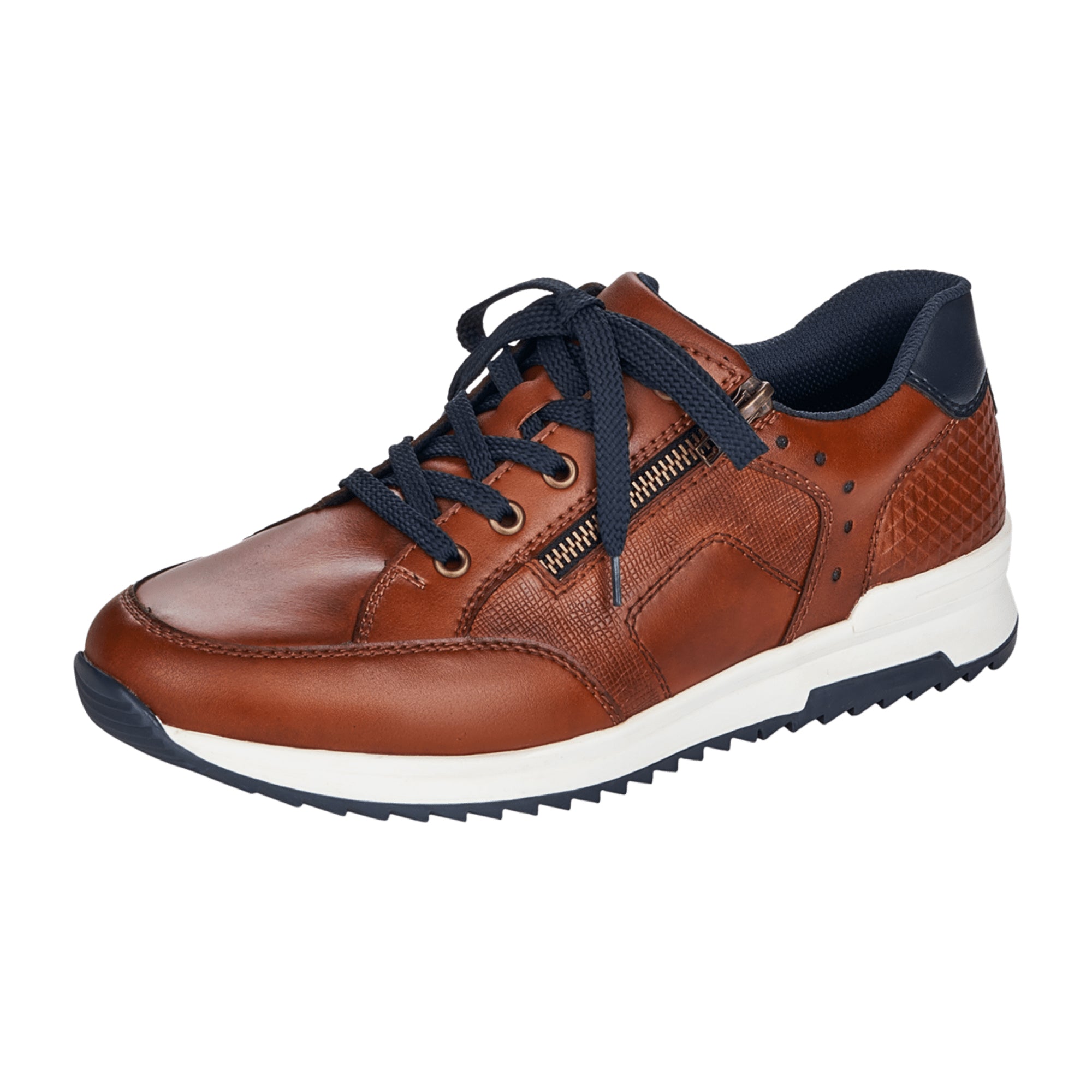 Rieker Men's Brown Casual Sneakers with Zipper and Removable Insole