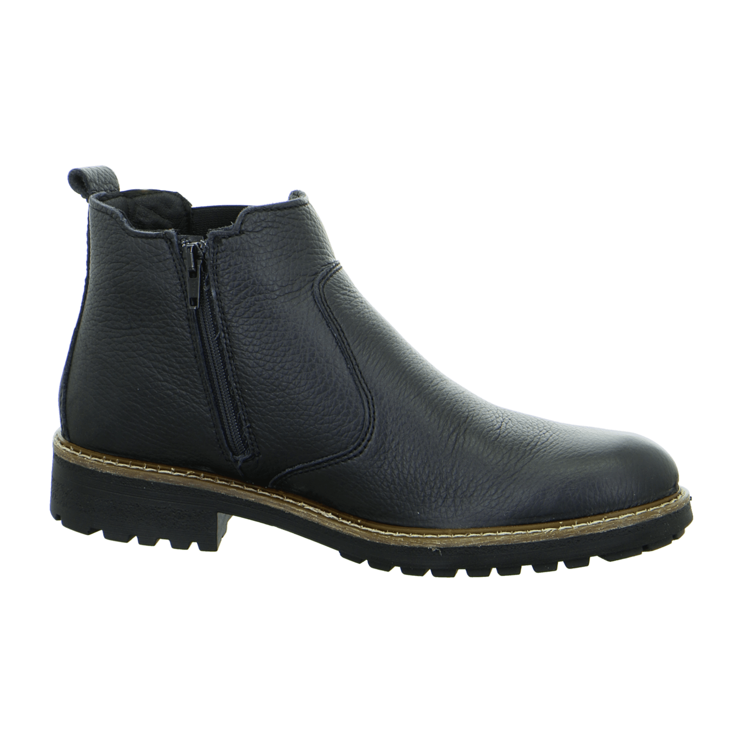 ARA FREDERIK FR Men's Derby Boots in Smooth Leather with Side Zipper and Wool Lining, Black