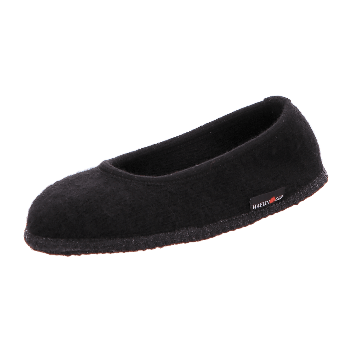 Haflinger Marina Women's Felt Slipper Ballerina - Black Wool House Shoes