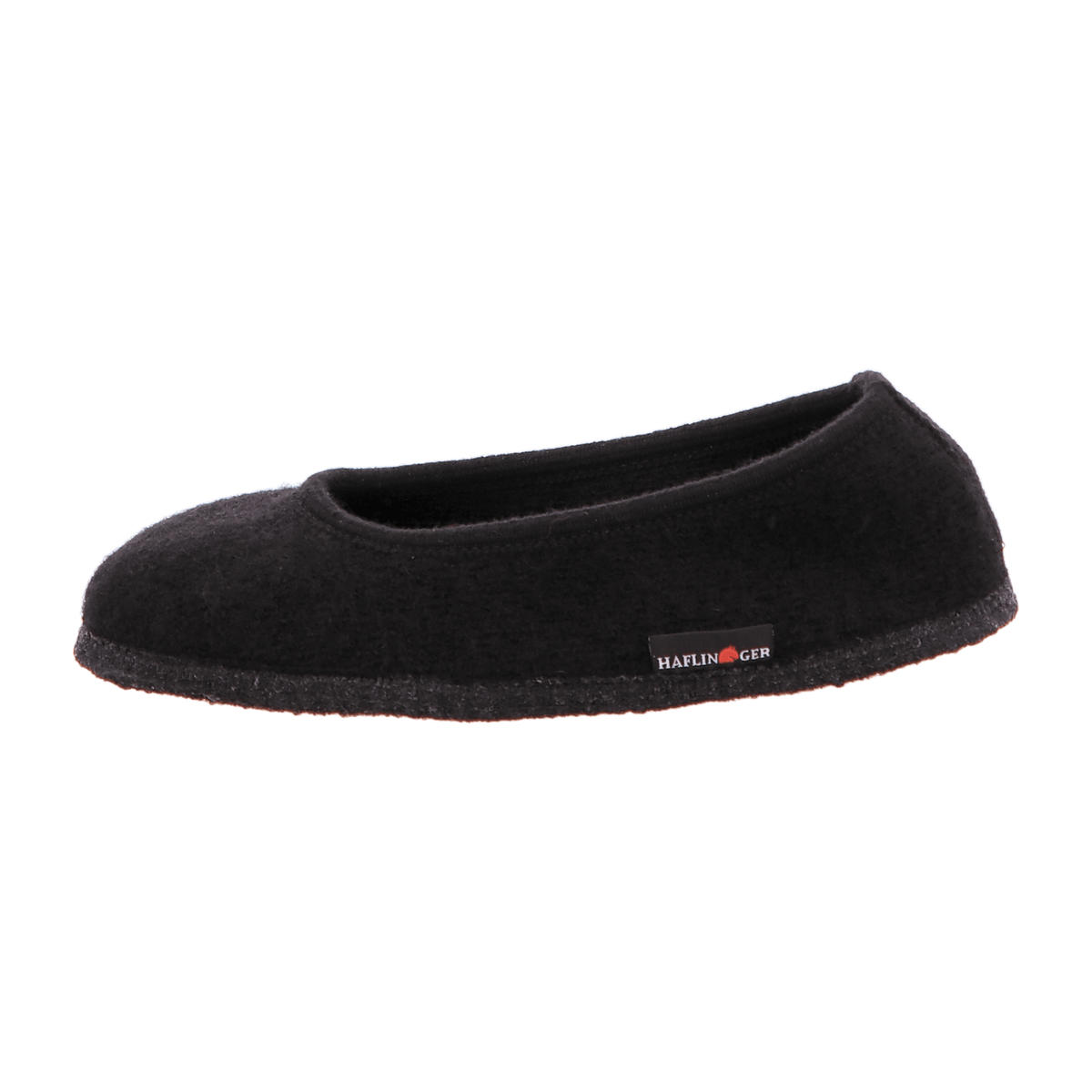 Haflinger Marina Women's Felt Slipper Ballerina - Black Wool House Shoes