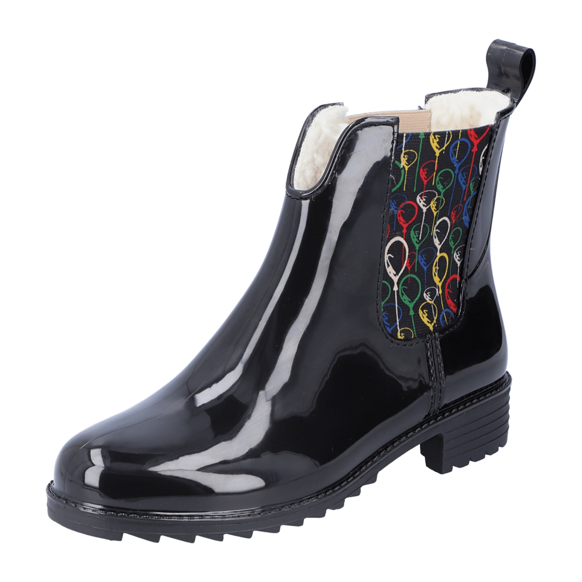 Rieker Women's Black Ankle Boots Block Heel Round Toe Slip-On Winter Shoes