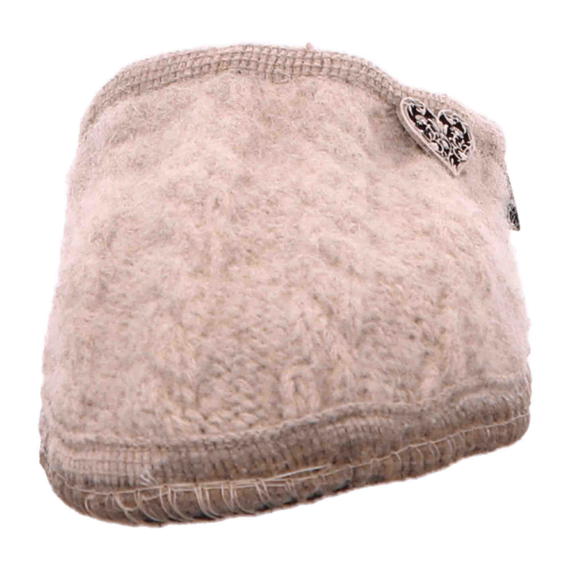 Haflinger Herzerl Women's Slippers - Comfortable Wool Felt, Beige