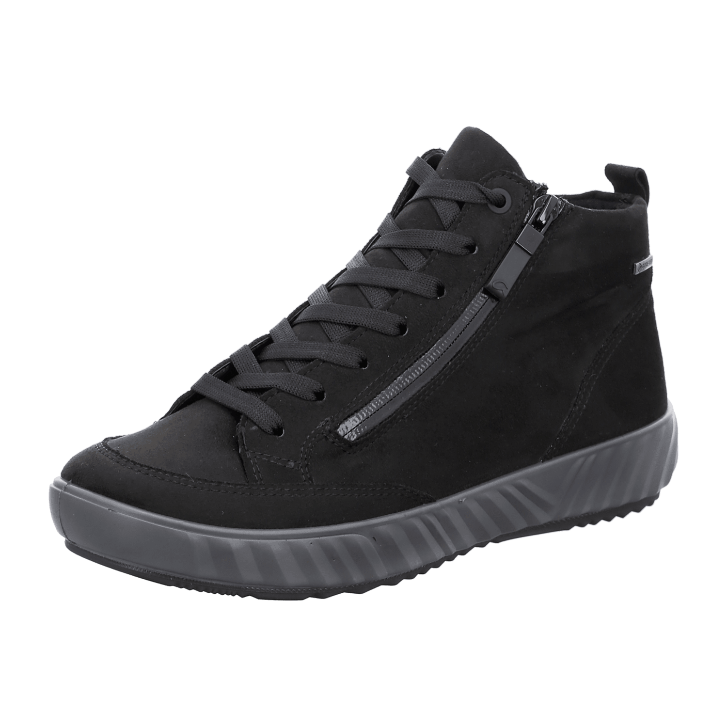 ARA Women's Smooth Leather Sneaker Boots with Round Toe in Black