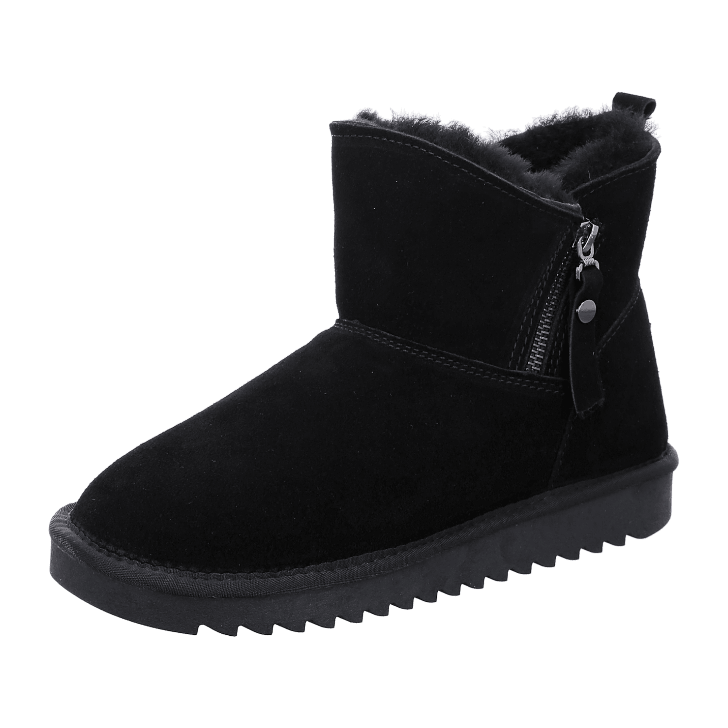 ARA Alaska Women's Winter Boots Velour Leather Pull-On Round Toe Classic Black