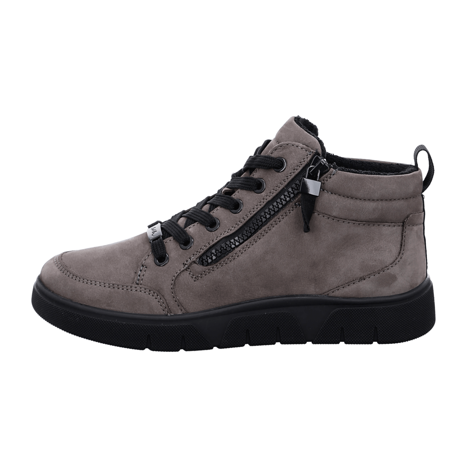 ARA ROM Women's Sneakers in Grey Nubuck Leather with Lace-Up Closure and Round Toe