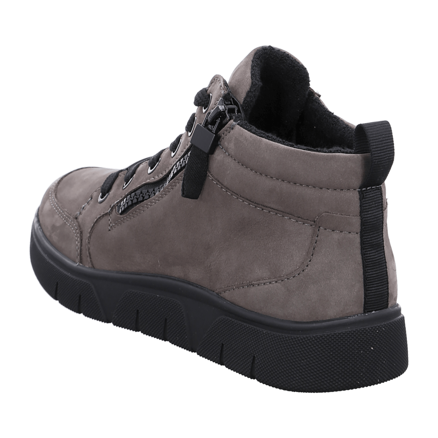 ARA ROM Women's Sneakers in Grey Nubuck Leather with Lace-Up Closure and Round Toe