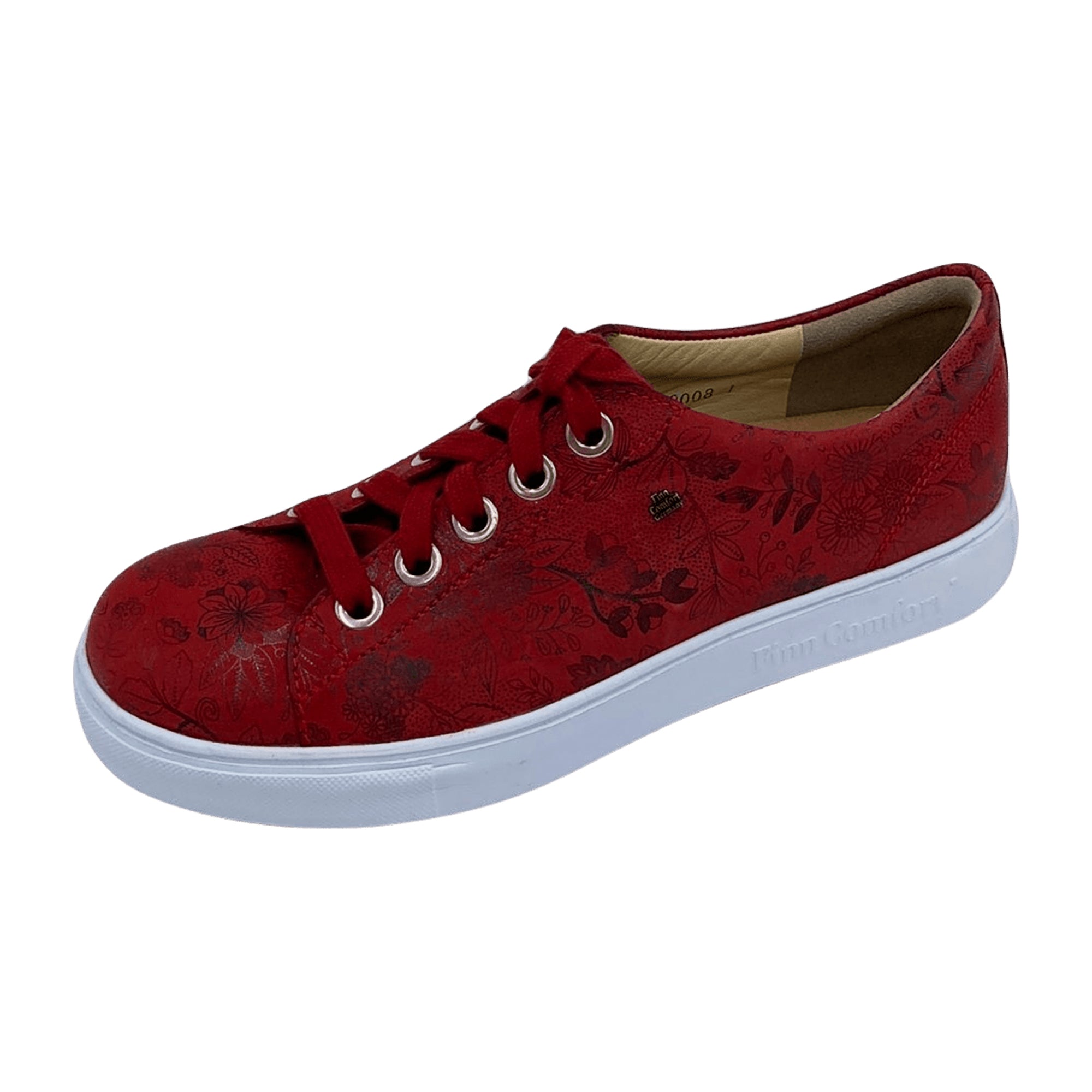 Finn Comfort Elpaso Women's Red Lace-Up Shoes - Comfortable, Orthopedic Support, Leather, Handmade in Germany