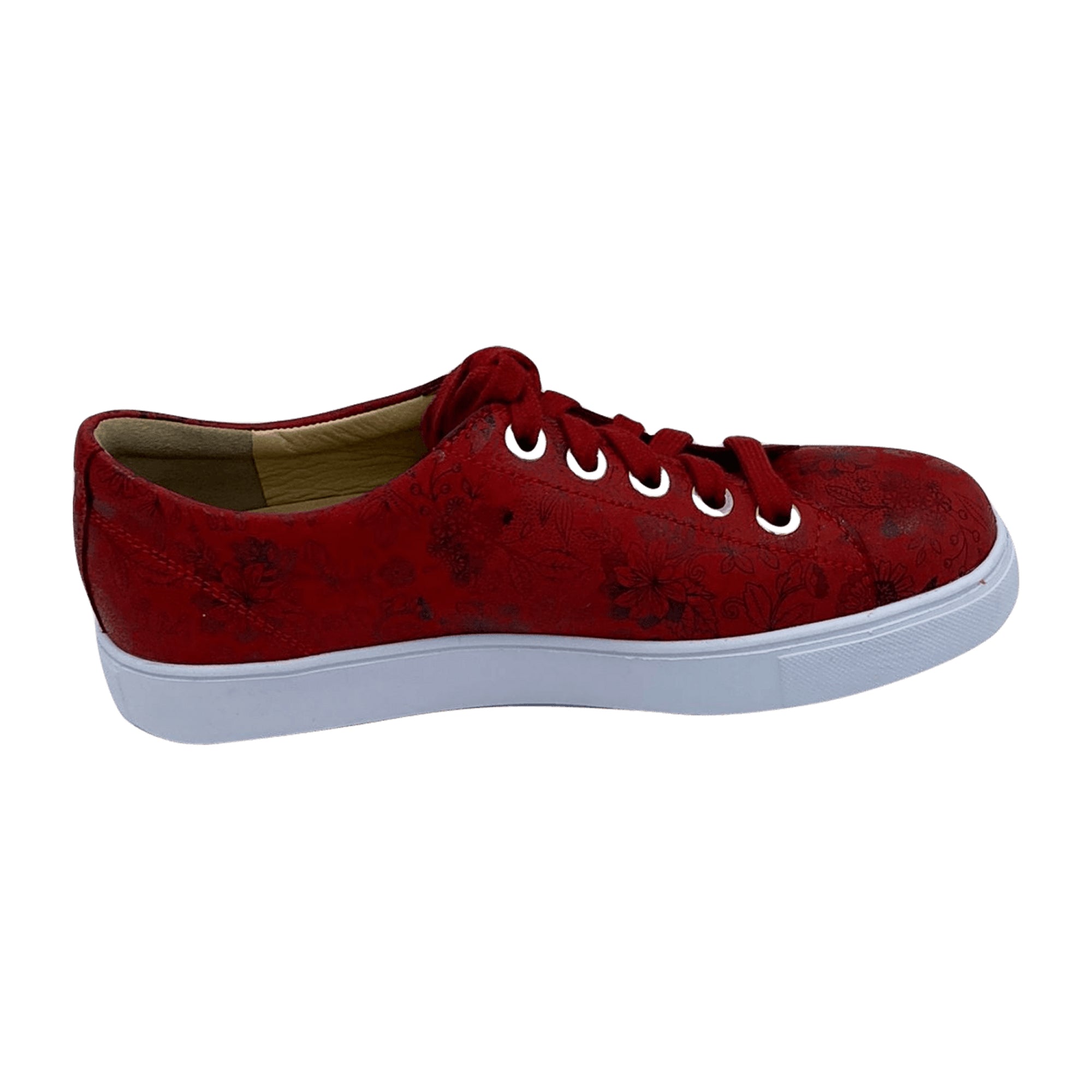 Finn Comfort Elpaso Women's Red Lace-Up Shoes - Comfortable, Orthopedic Support, Leather, Handmade in Germany