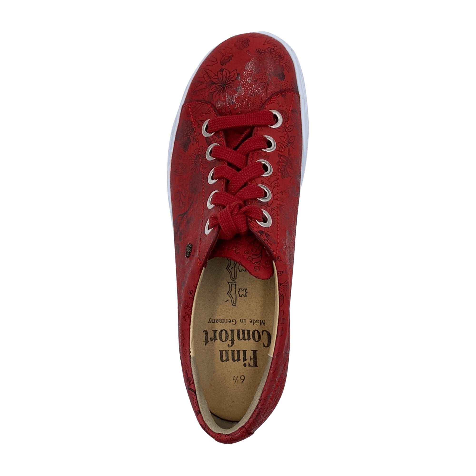 Finn Comfort Elpaso Women's Red Lace-Up Shoes - Comfortable, Orthopedic Support, Leather, Handmade in Germany