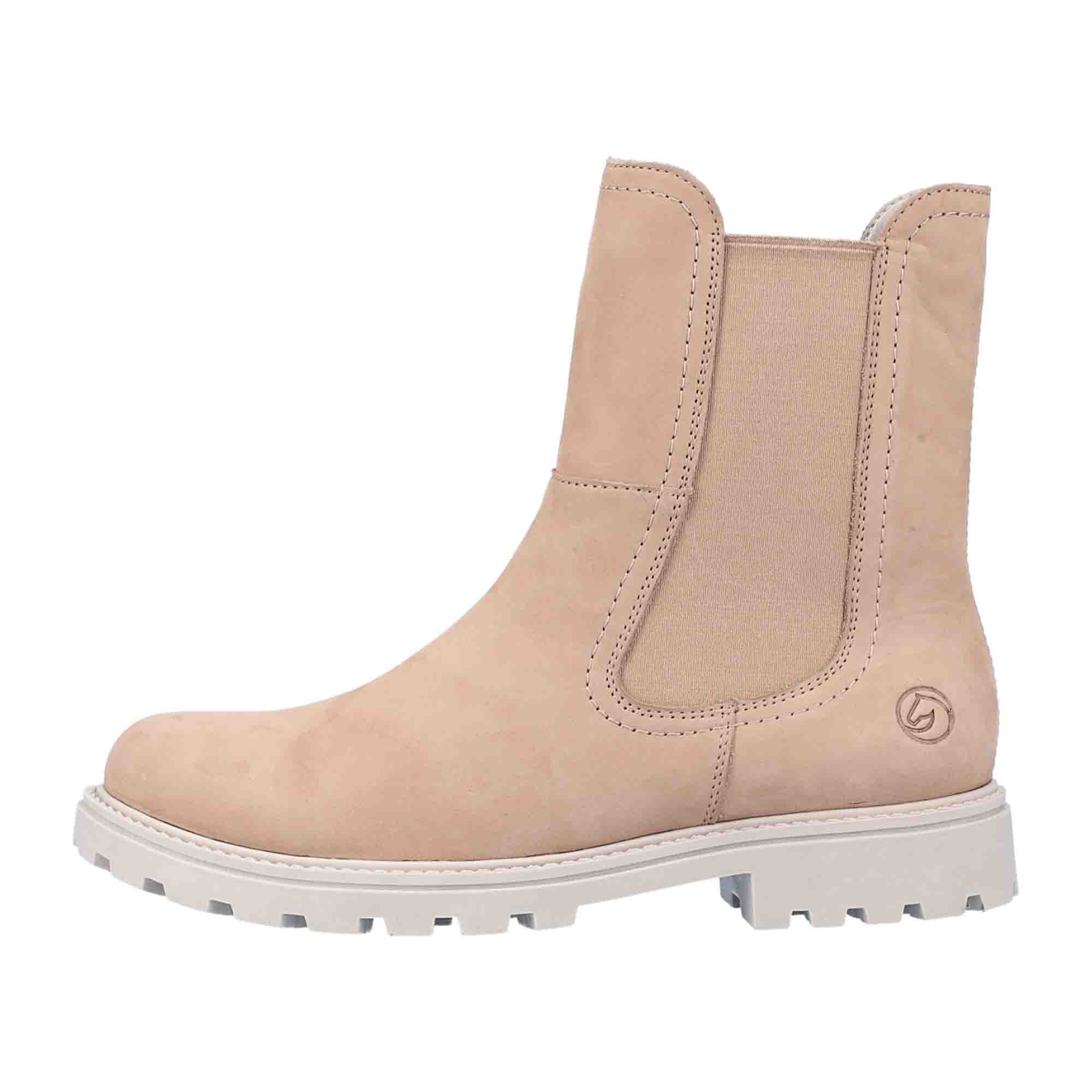 Remonte Women's Beige Ankle Boots with Zipper and Warm Lining for Fall/Winter