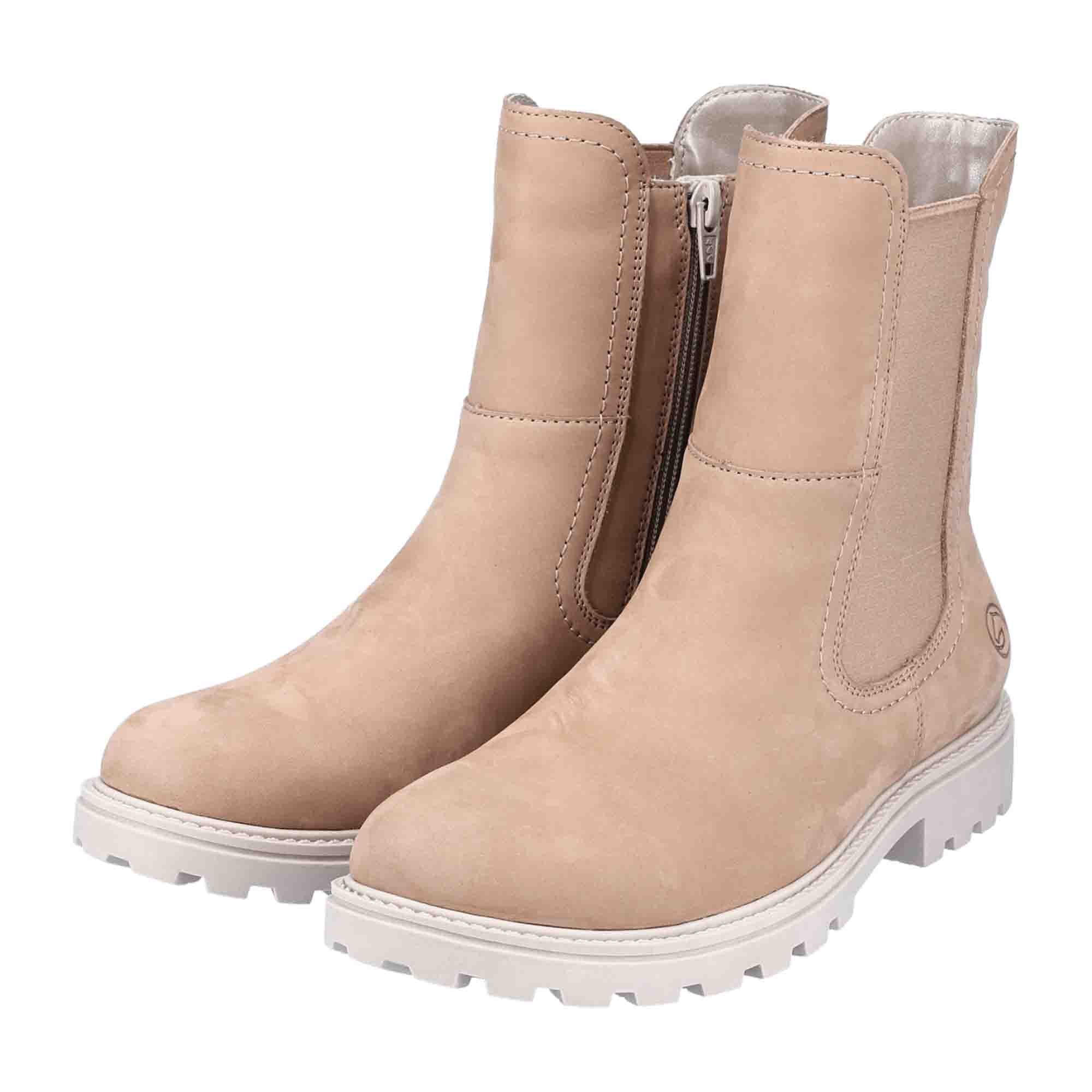 Remonte Women's Beige Ankle Boots with Zipper and Warm Lining for Fall/Winter