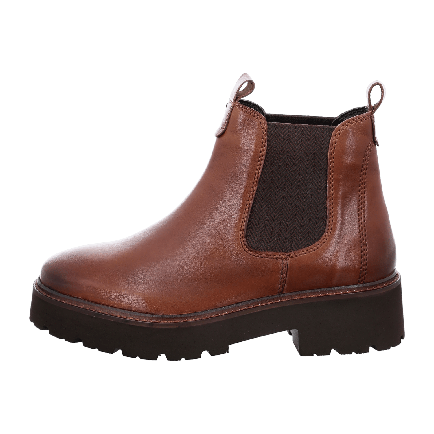 ARA BOLOGNA Women's Leather Chelsea Boots in Brown - Pull-On Design with Leather Lining and Round Toe