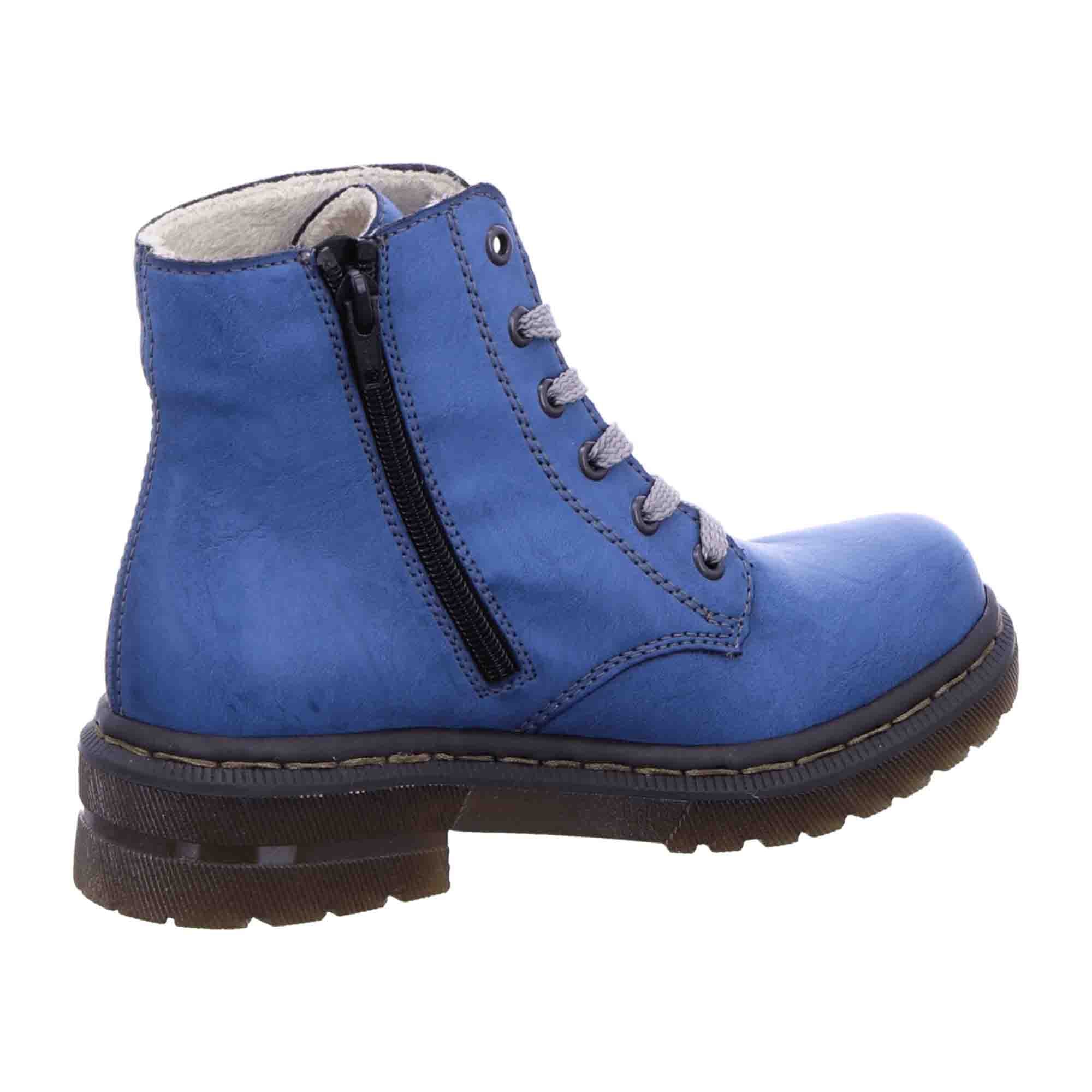Rieker Women's Blue Lace-Up Ankle Boots with Warm Lining and Zip Closure - Bartel-Shop