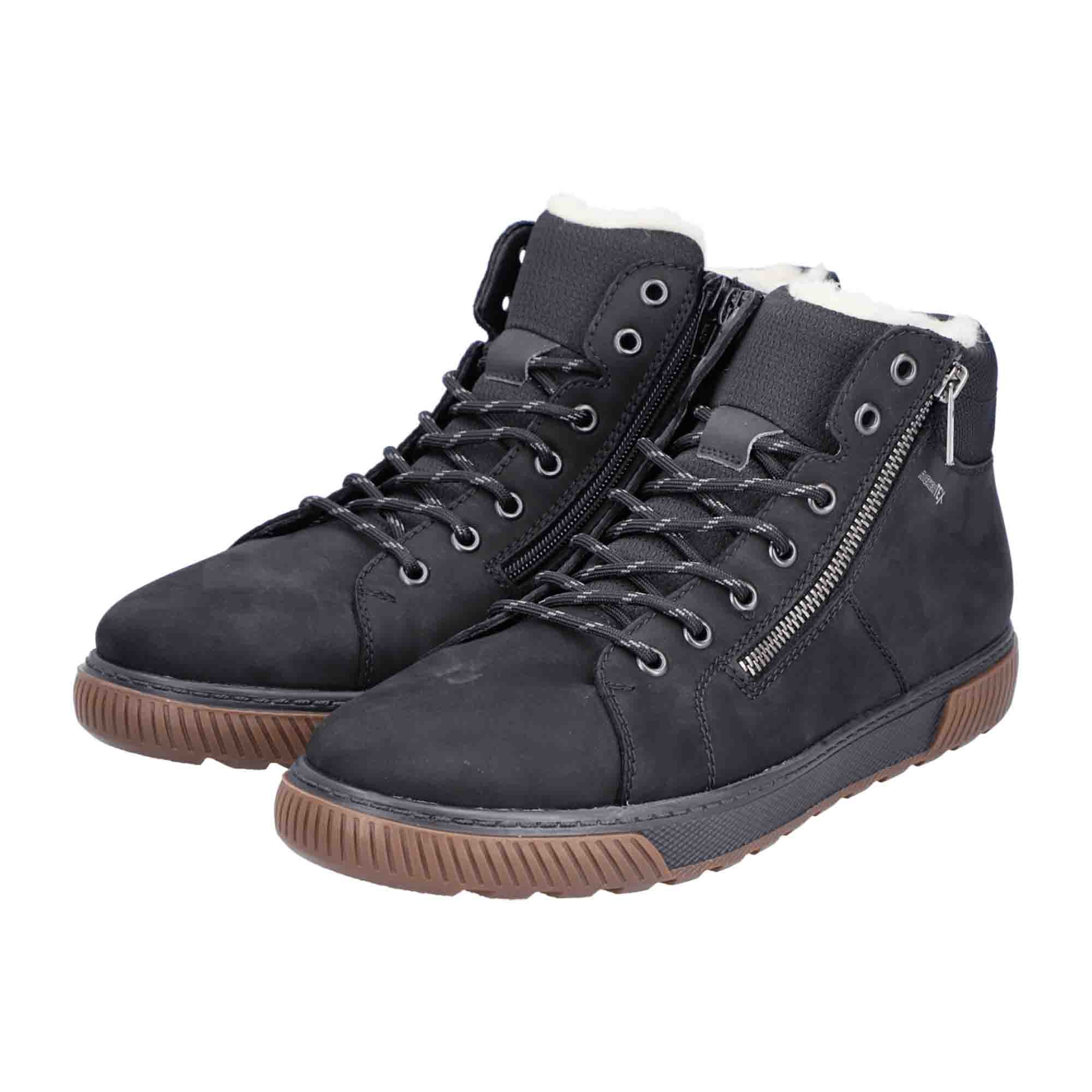 Rieker Men's Black Ankle Boots with Lambswool Lining and Tex Technology