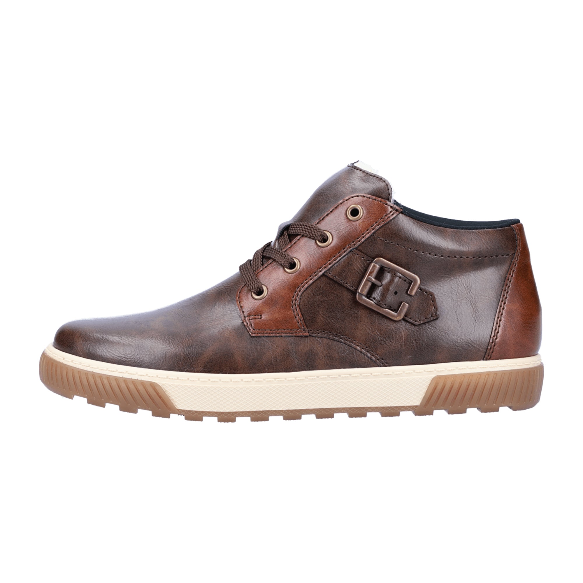 Rieker Men's Brown Ankle Boots with Cozy Wool Lining and Sturdy Sole