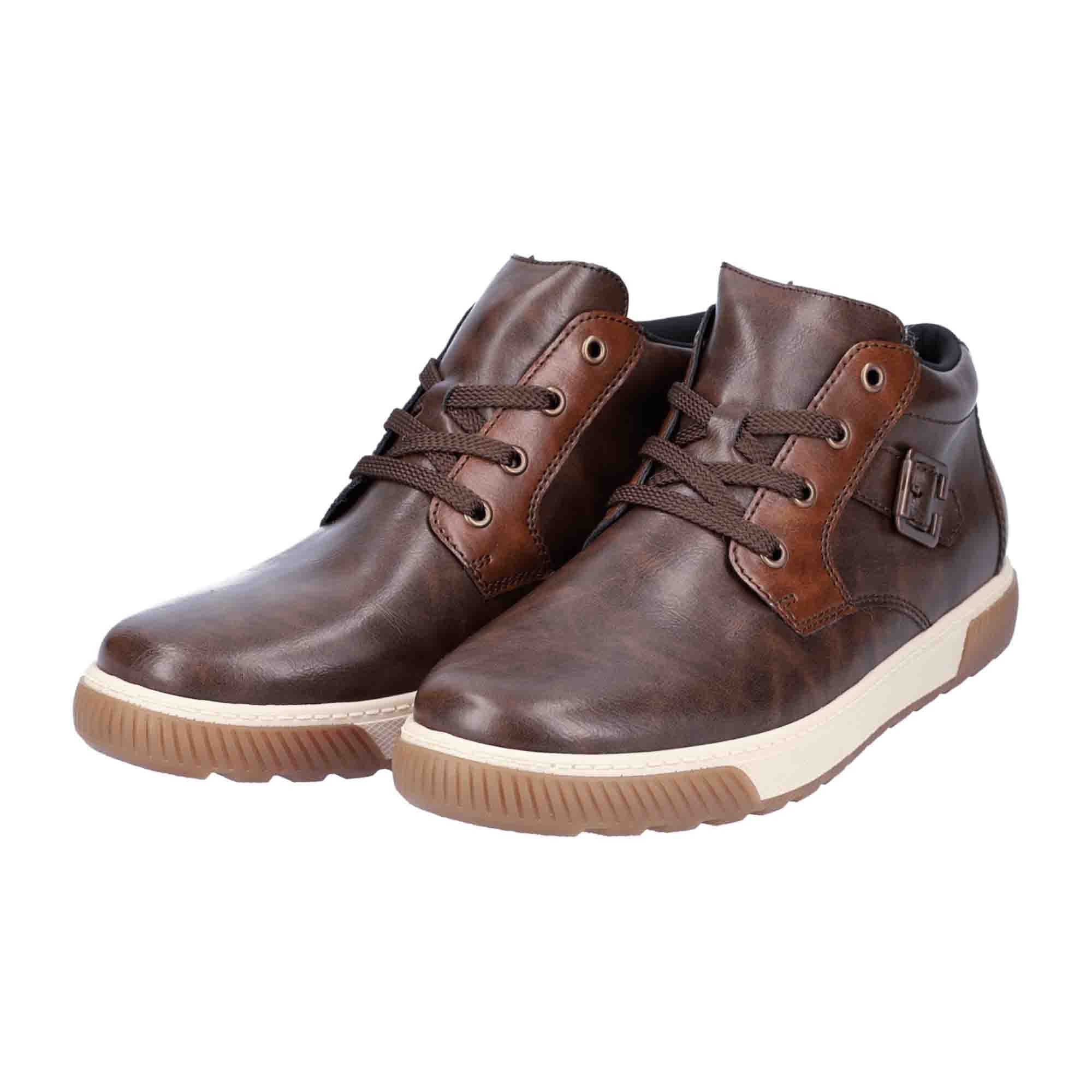 Rieker Men's Brown Ankle Boots with Cozy Wool Lining and Sturdy Sole