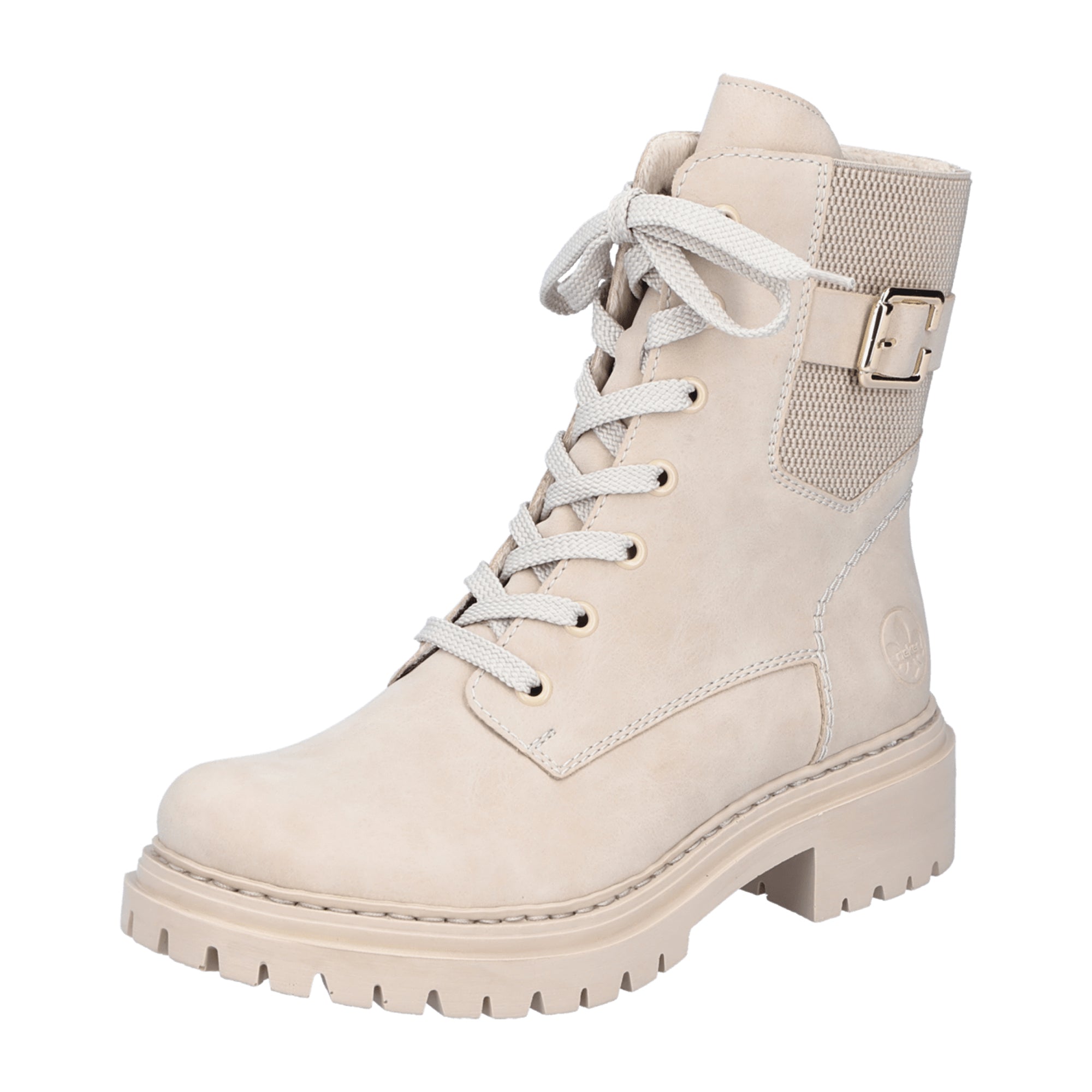 Rieker Beige Women's Boots with Zipper and Laces Warm Lined Comfortable Sole