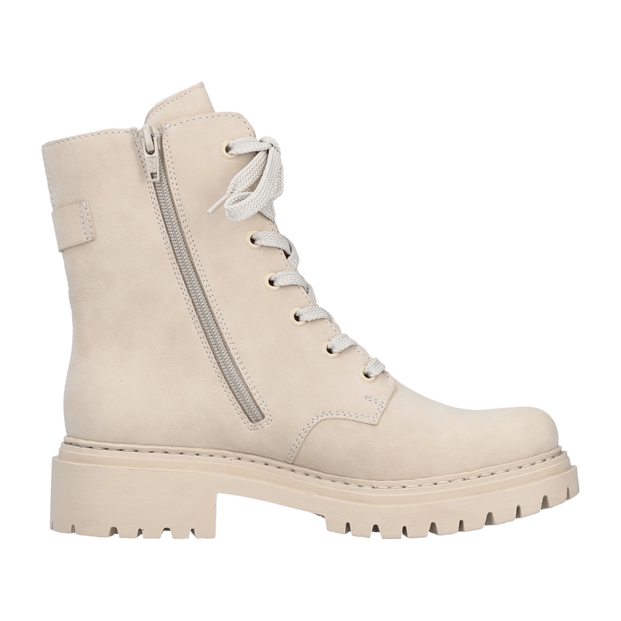 Rieker Beige Women's Boots with Zipper and Laces Warm Lined Comfortable Sole